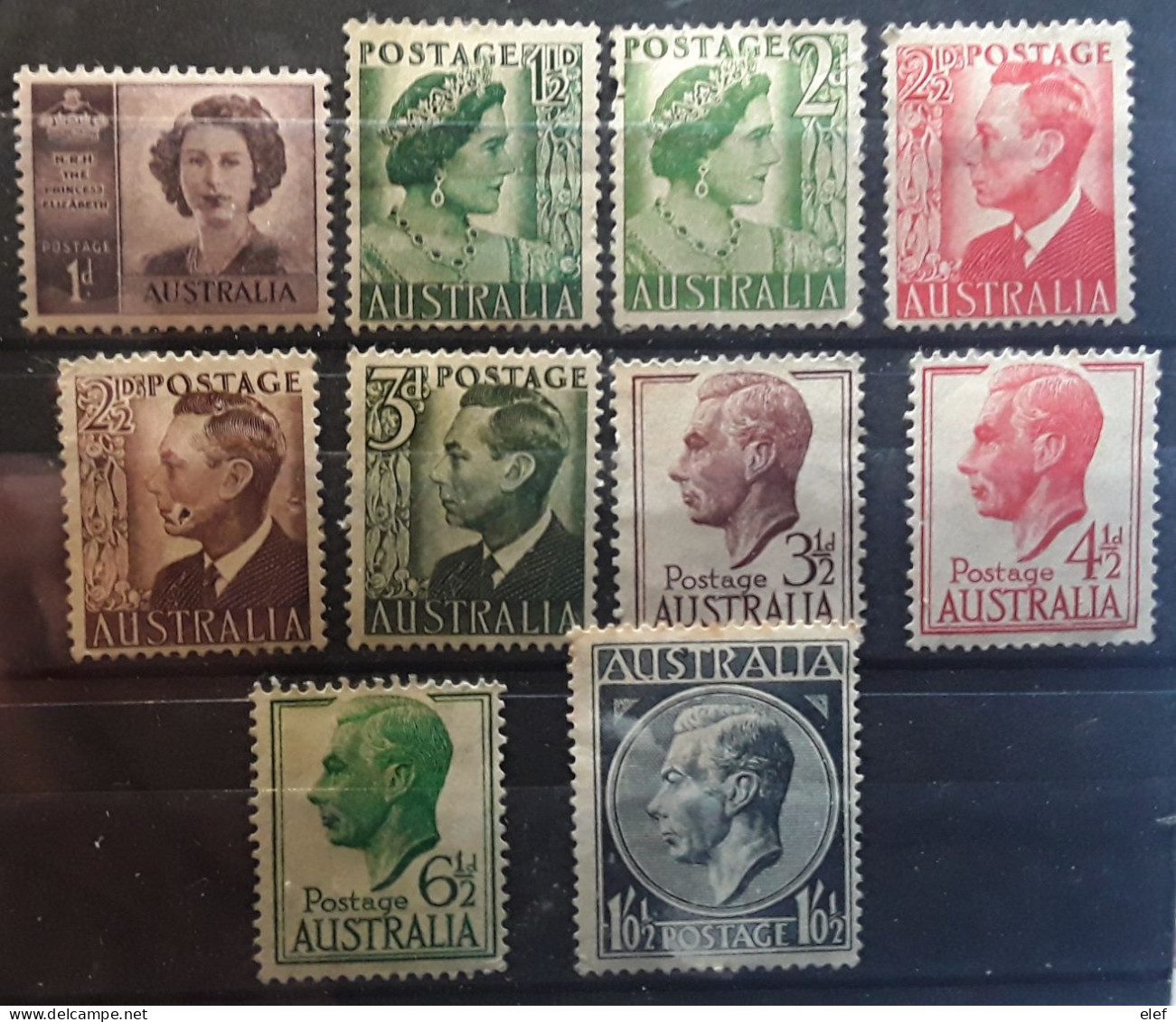 AUSTRALIA 1946- 1951,King George VI / Queen Elisabeth  10 Timbres Entre Yvert No 155 - 188 , Neufs / * MH , - Mint Stamps