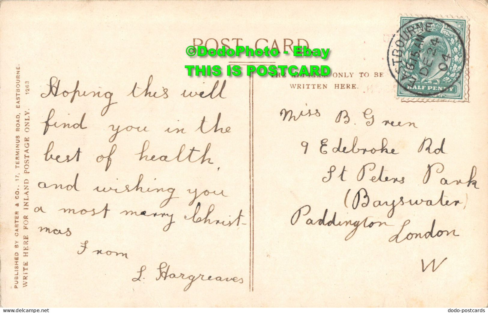 R357160 Beachy Head And Lighthouse. Carter. 1904 - World