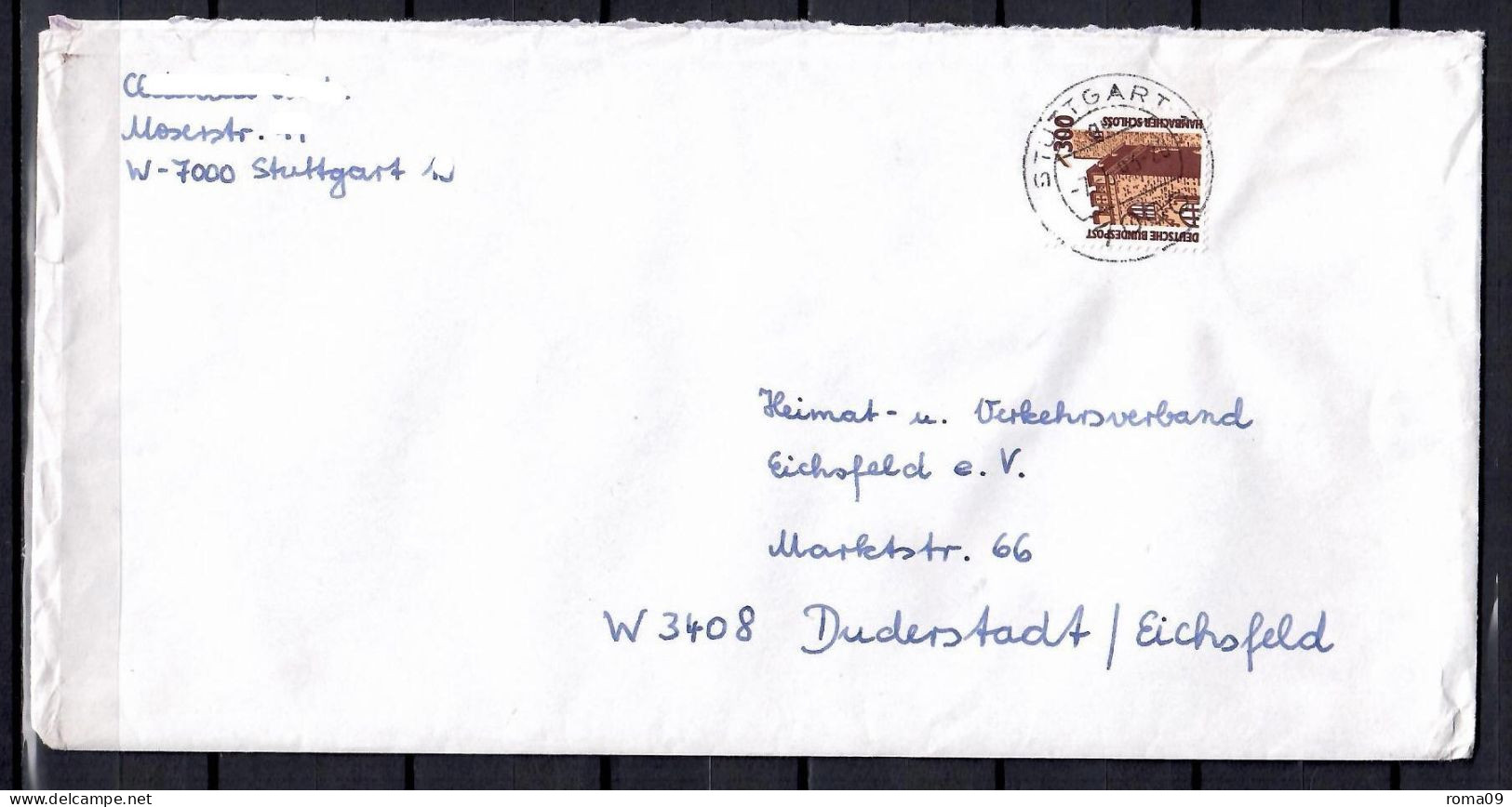 MiNr. 1348; Sehenswürdigkeiten: Hambacher Schloss, Auf Portoger. Großbrief Von Stuttgart Nach Duderstadt; E-131 - Cartas & Documentos