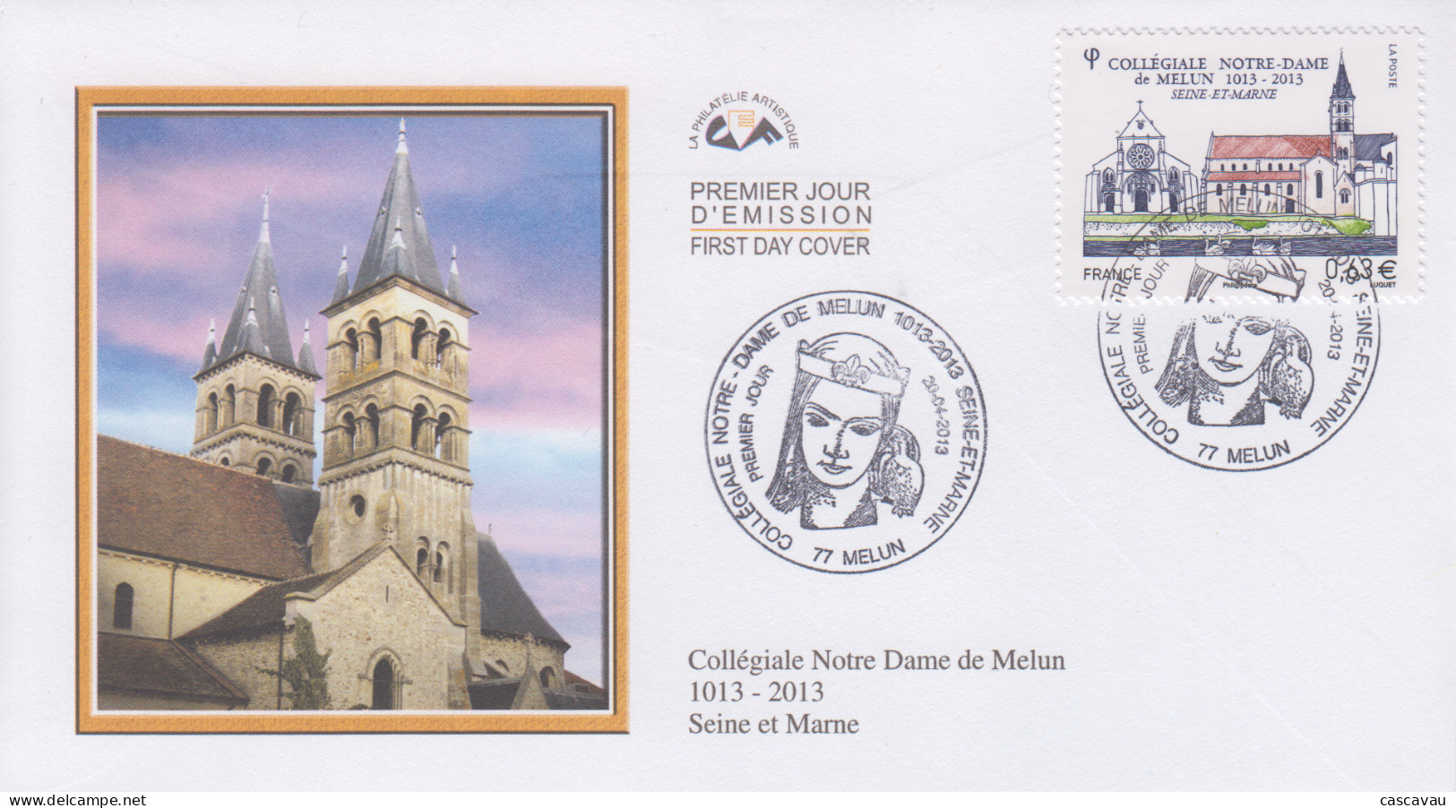 Enveloppe  FDC   1er   Jour   FRANCE    Collégiale   NOTRE - DAME    MELUN   2013 - Eglises Et Cathédrales