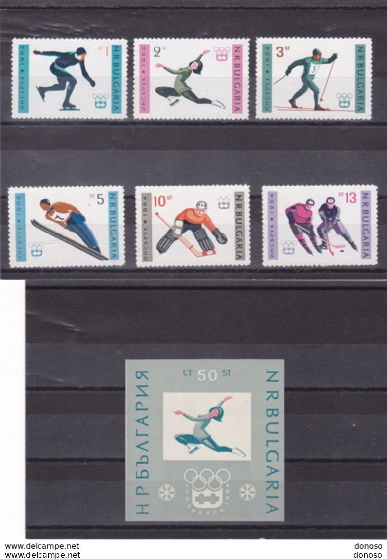 BULGARIE 1964 Jeux Olympiques D'Innsbruck Yvert 1227-1232 + BF 12, Michel 1426-1431 + Bl 12 NEUF** MNH Cote 16,50 Euros - Unused Stamps