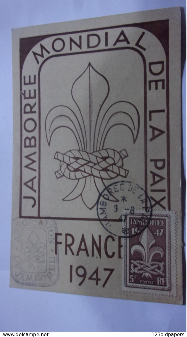 Jamborée Mondial De La Paix France 1947 CAD 9 8 47 Cachet Association Du Jamborée YT 787 Scoutisme Scout Fleur Lys - 1940-1949