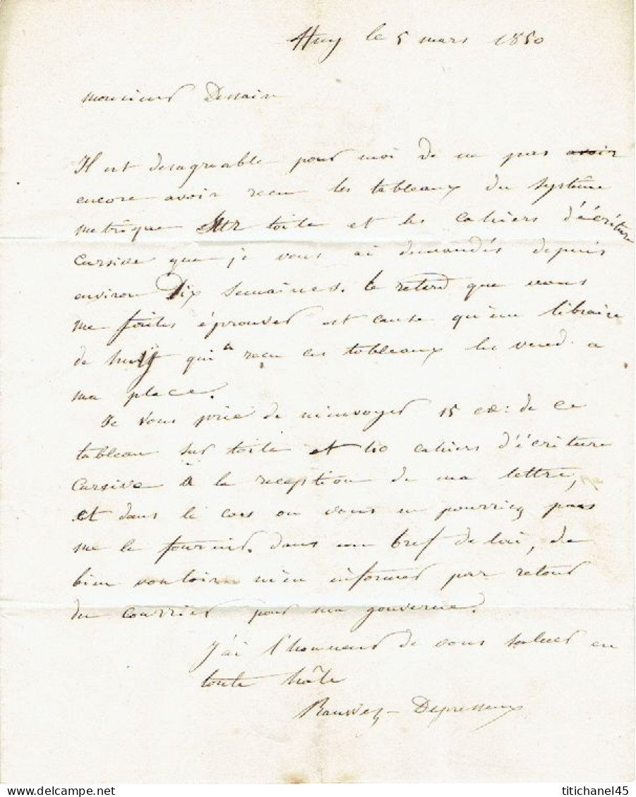Epaulette N°1 Margée (au Filet à Droite) Superbe Oblit. P62 HUY (5 Mars 1850) Vers LIEGE - 1849 Schulterklappen
