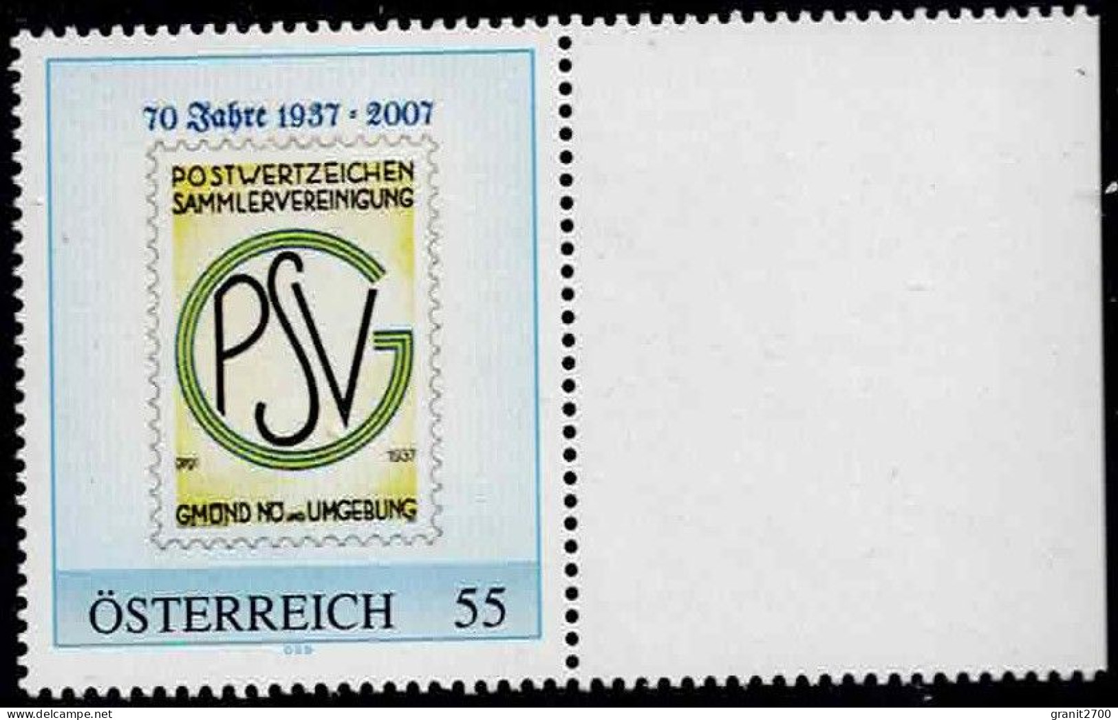 PM  70 Jahre Postwertzeichen Sammlervereinigung Gmünd  Ex Bogen Nr. 8015111  Postfrisch - Personnalized Stamps