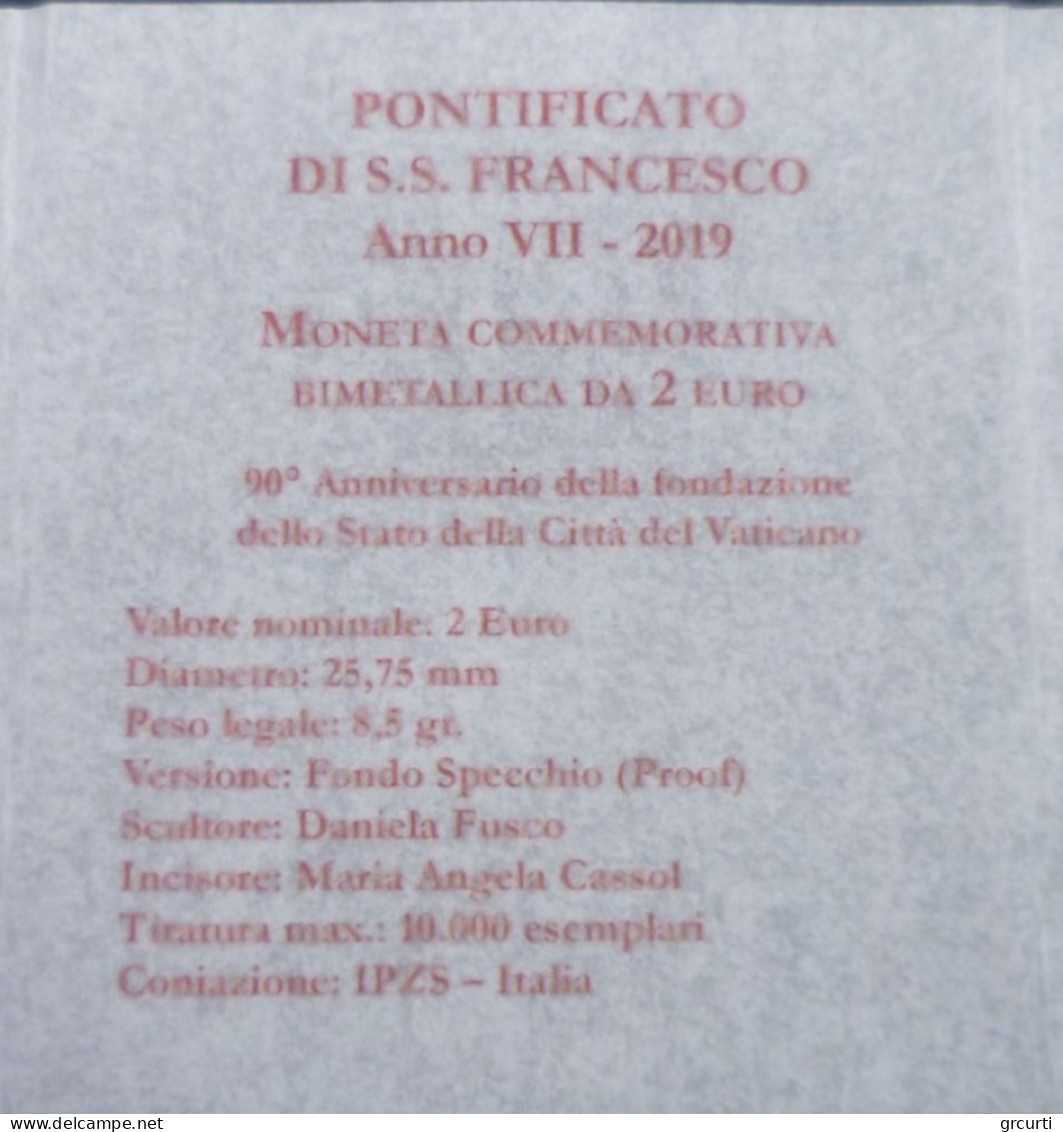 Vaticano - 2 Euro 2019 - 90° Anniversario Dell'Istituzione Dello Stato Della Città Del Vaticano - UC# 107 - Vaticano