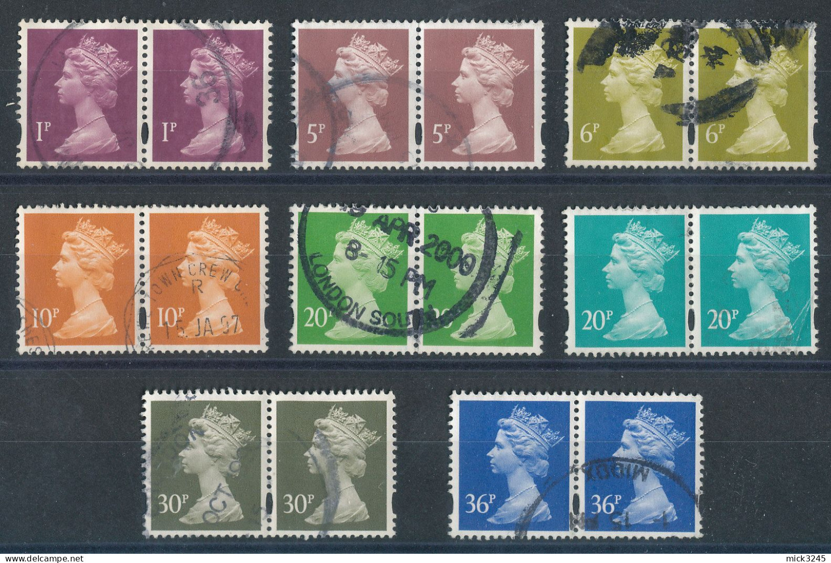 GB - Lot De 16 Timbres En Paires (o) - Série 'Machin'