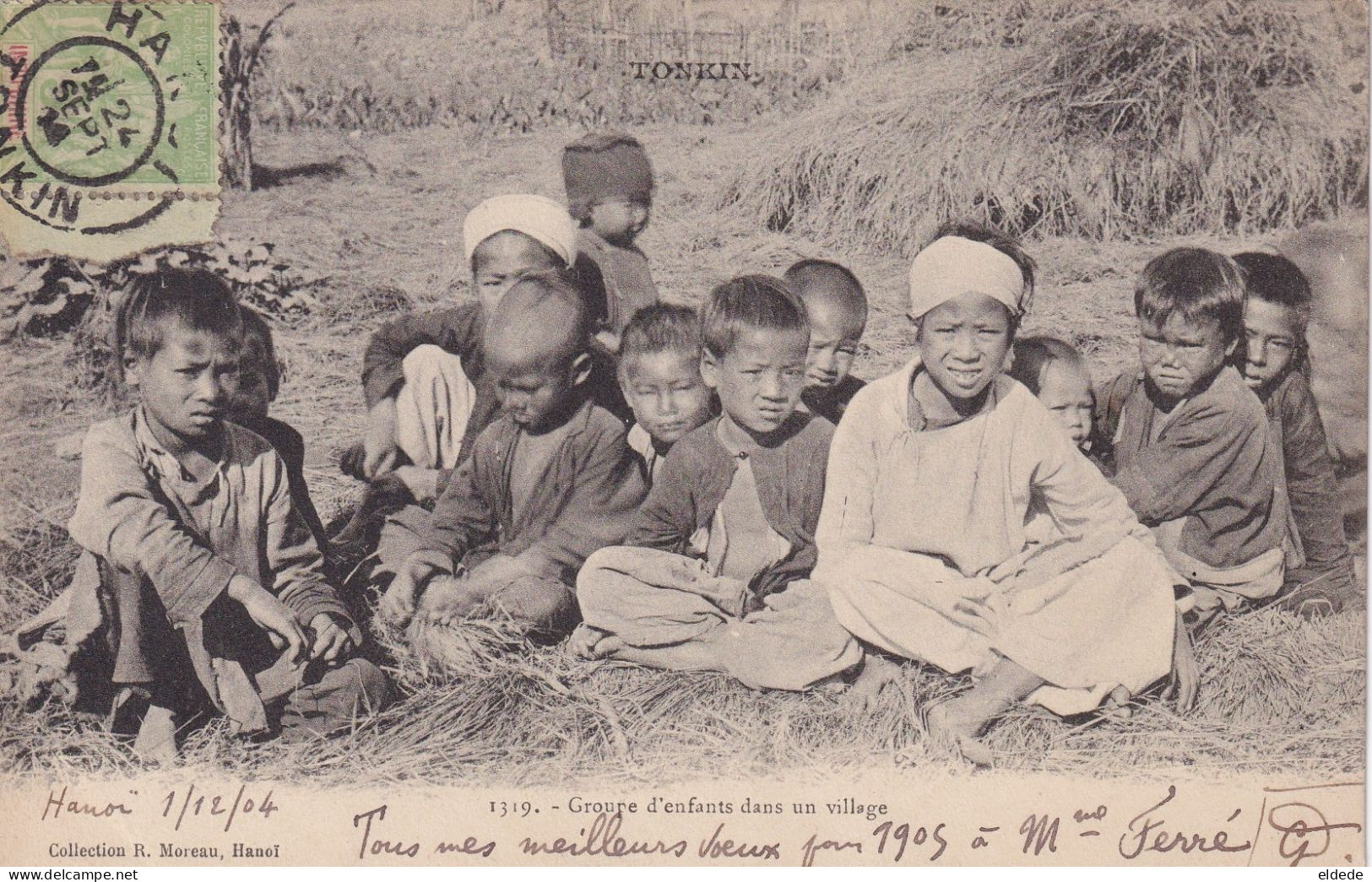 Native Kids In A Village North Vietnam 1904 P. Used Hanoi Close Up - Other & Unclassified