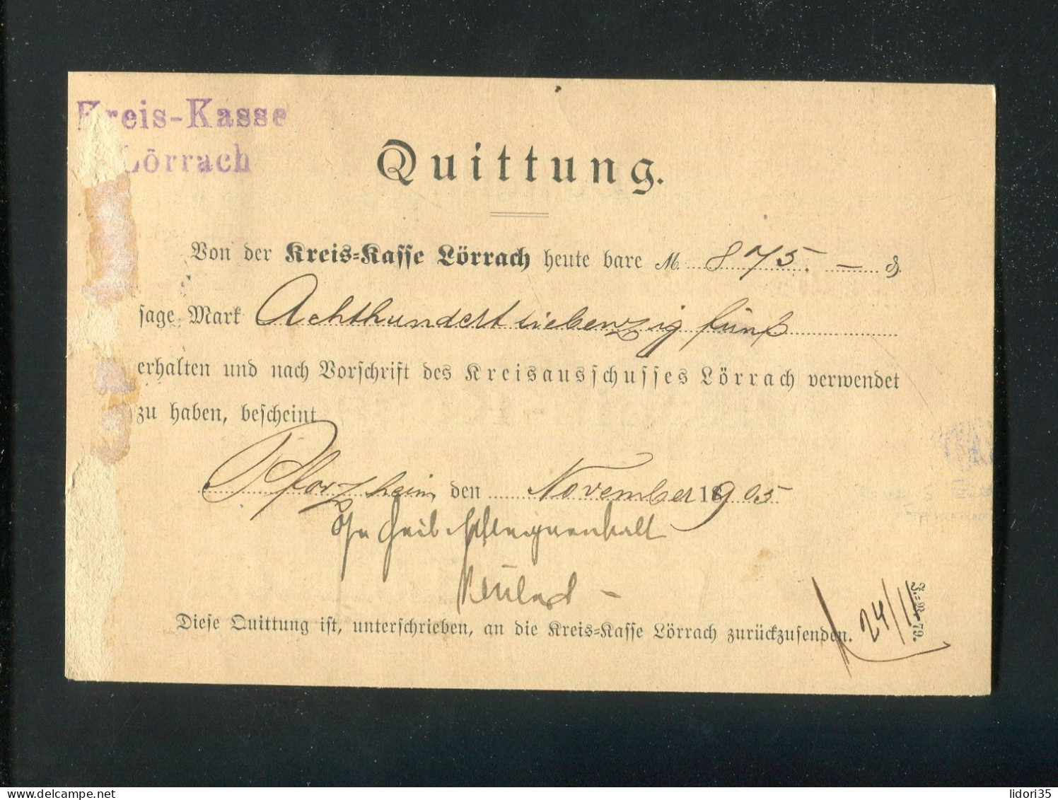 "DEUTSCHES REICH" 1905, Dienstmarke Mi. 11 EF Auf Postkarte Mit Stegstempel "PFORZHEIM" Nach Loerrach (L2011) - Dienstzegels