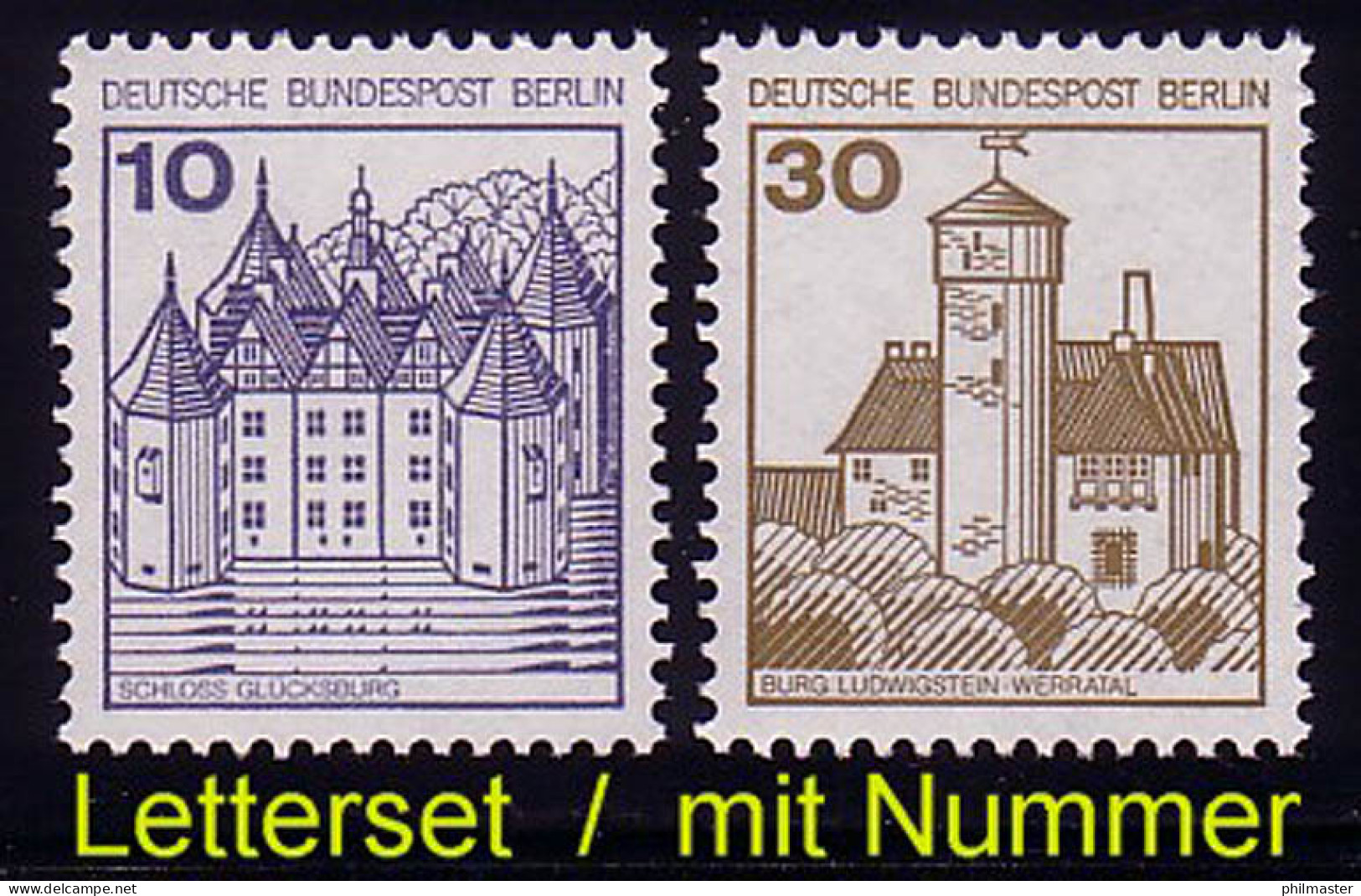 532+534 BuS 10 Pf/30 Pf. LETTERSET Komplett, Mit Zählnummer ** Postfrisch - Rollenmarken