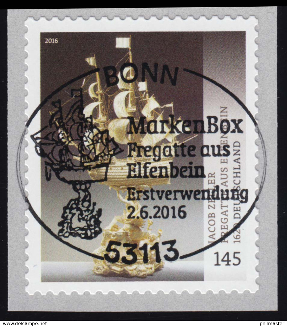 3250 Jacob Zeller - Fregatte Aus Elfenbein, Selbstklebend, EV-O Bonn - Used Stamps