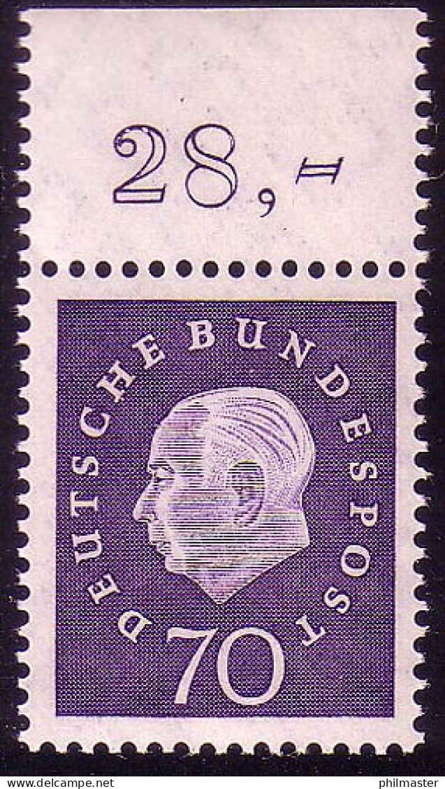 306 Heuss III 70 Pf Oberrand ** Postfrisch - Unused Stamps