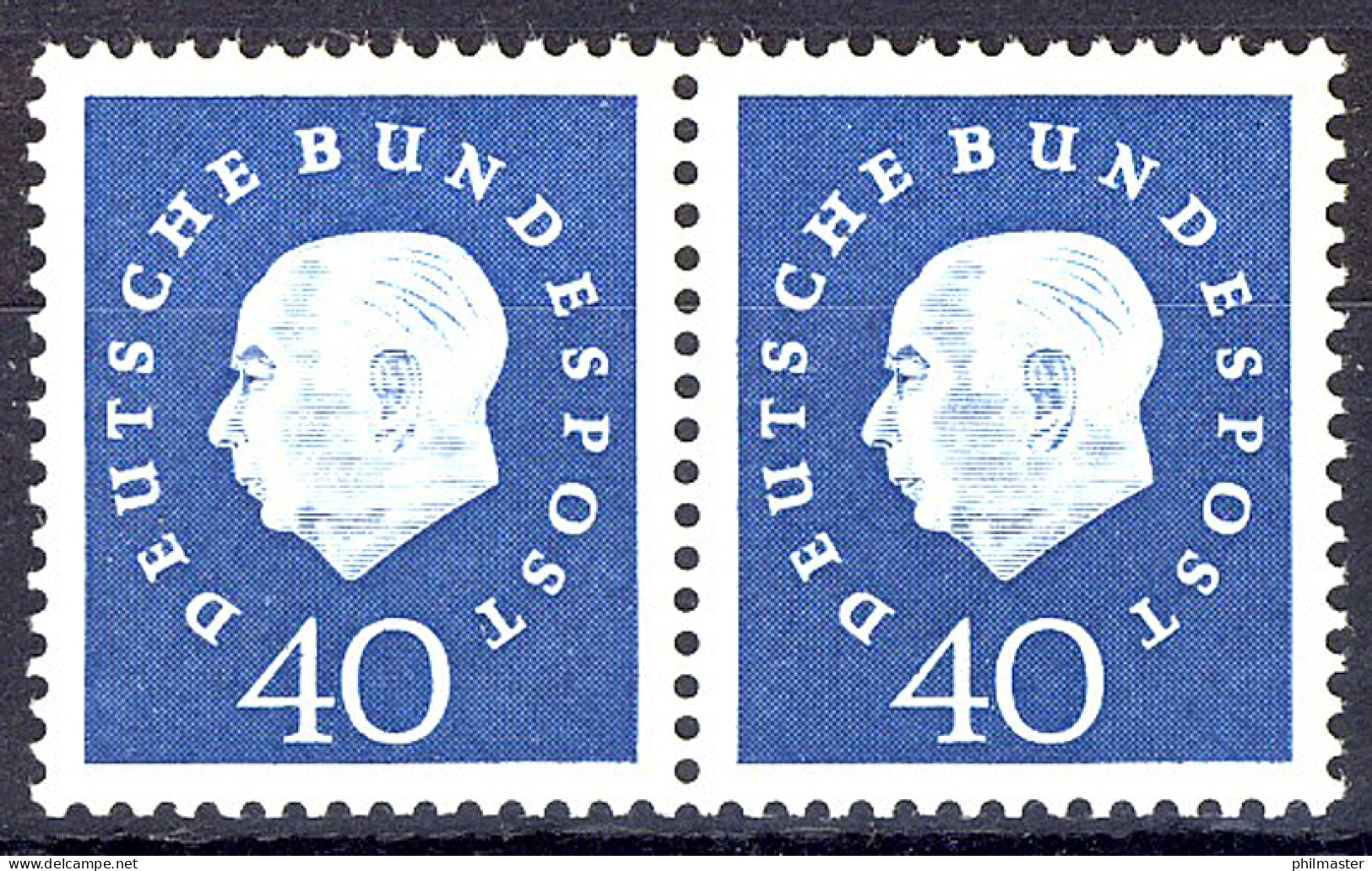 305 Heuss III 40 Pf Waag. Paar ** Postfrisch - Unused Stamps