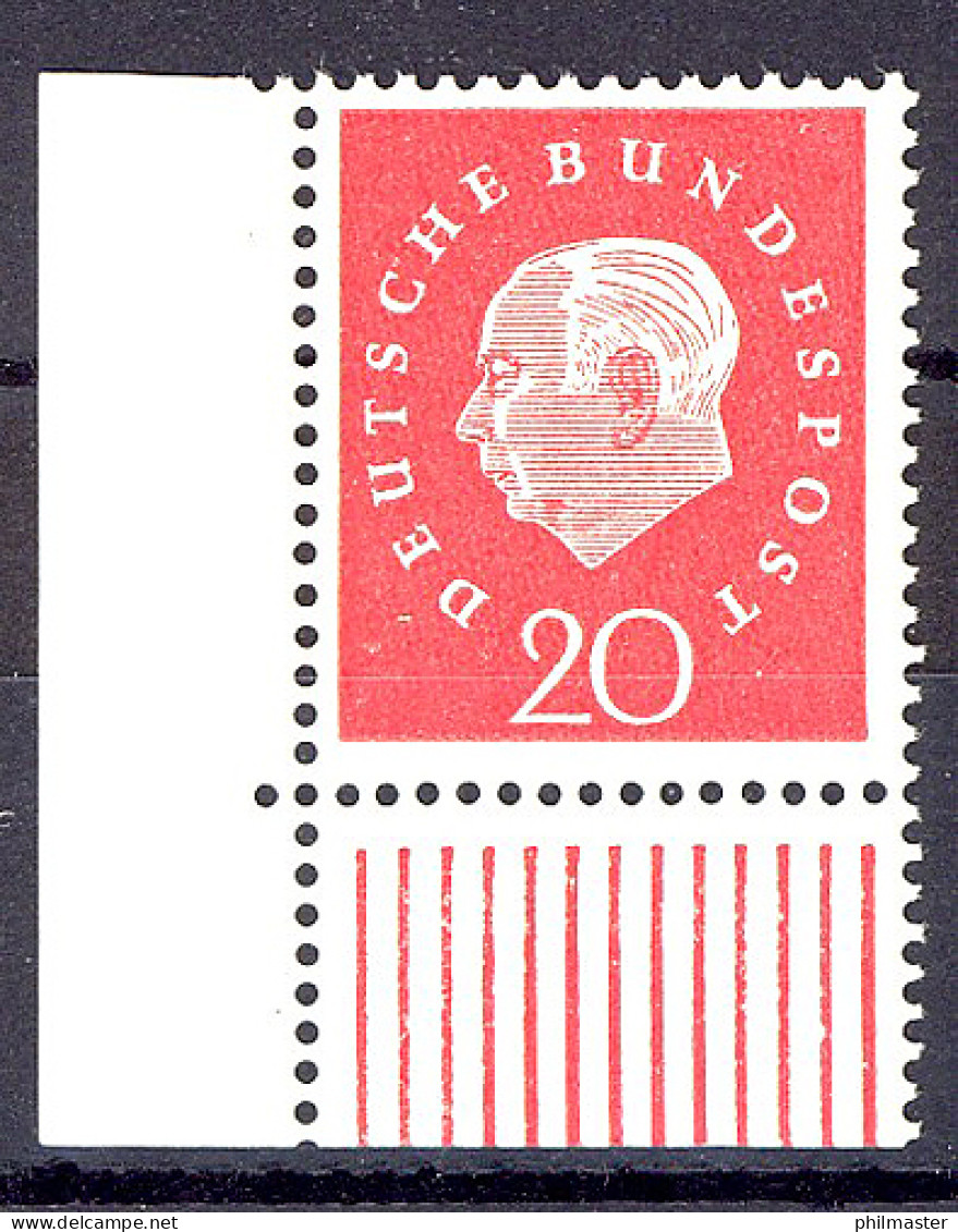 304 Heuss III 20 Pf Ecke Ul ** Postfrisch - Unused Stamps