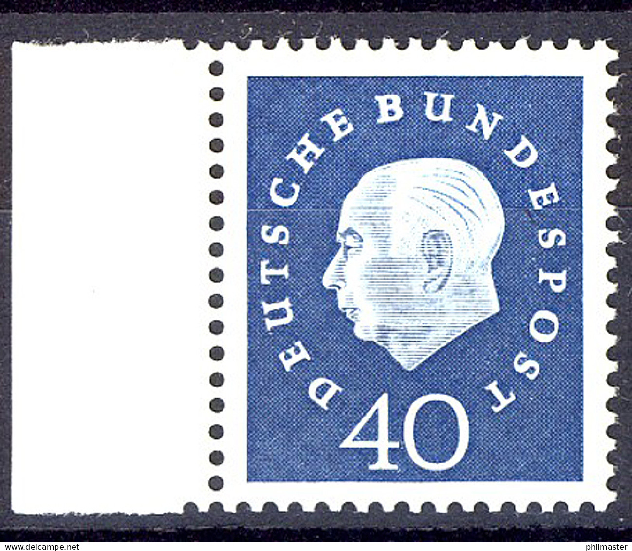 305 Heuss III 40 Pf Seitenrand Li. ** Postfrisch - Unused Stamps