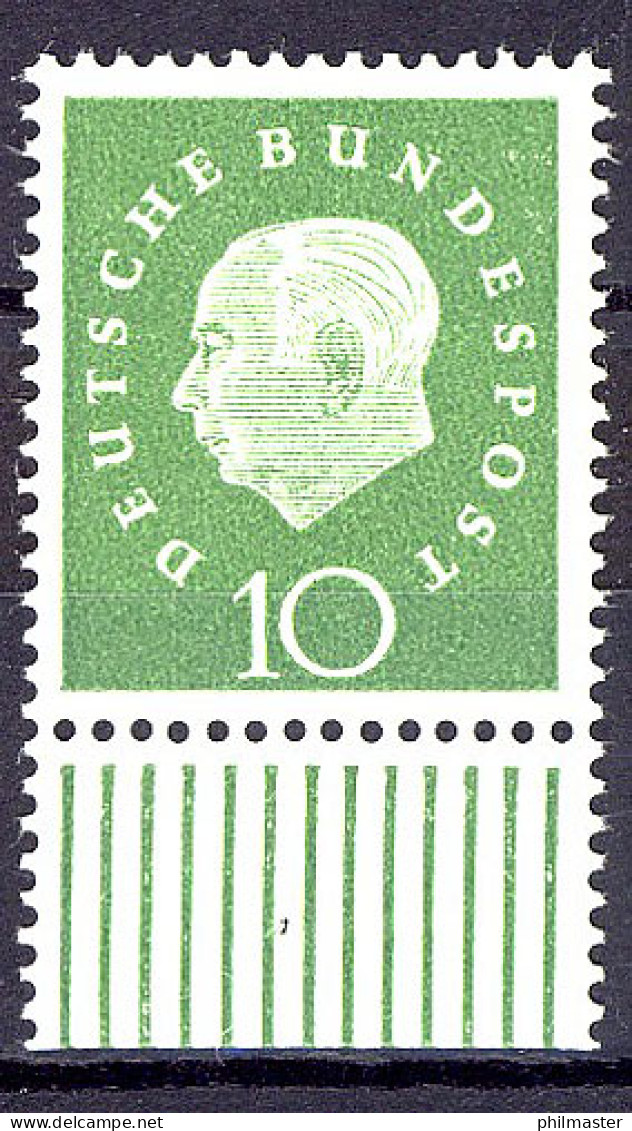 303 Heuss III 10 Pf Unterrand ** Postfrisch - Unused Stamps
