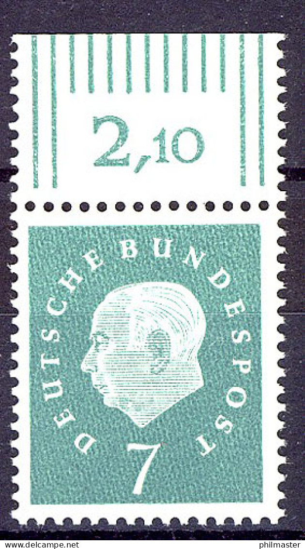 302 Heuss III 7 Pf Oberrand ** Postfrisch - Unused Stamps