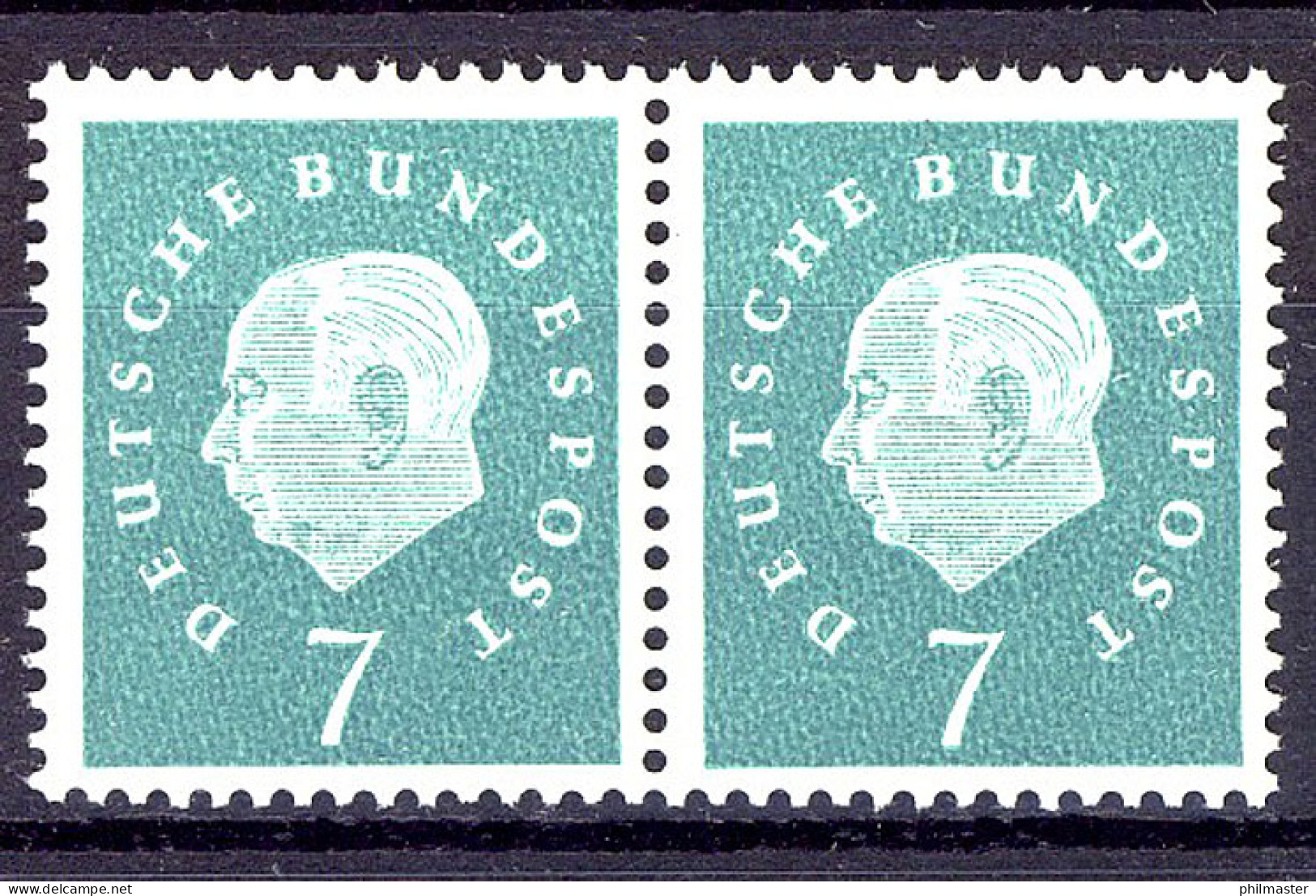 302 Heuss III 7 Pf Waag. Paar ** Postfrisch - Unused Stamps