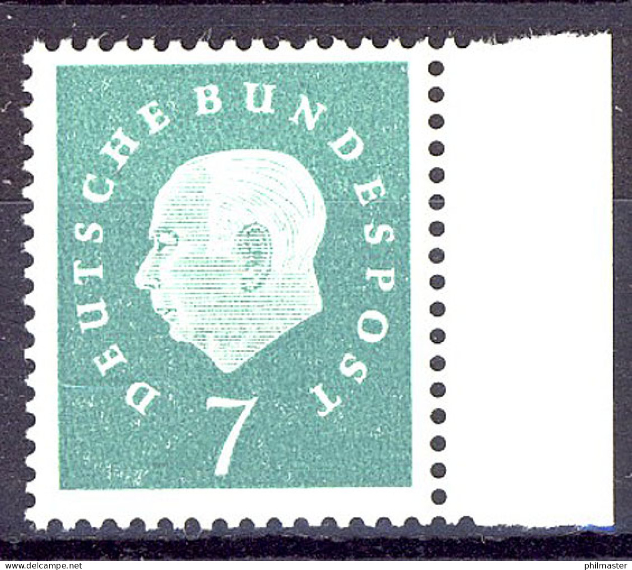 302 Heuss III 7 Pf Seitenrand Re. ** Postfrisch - Unused Stamps