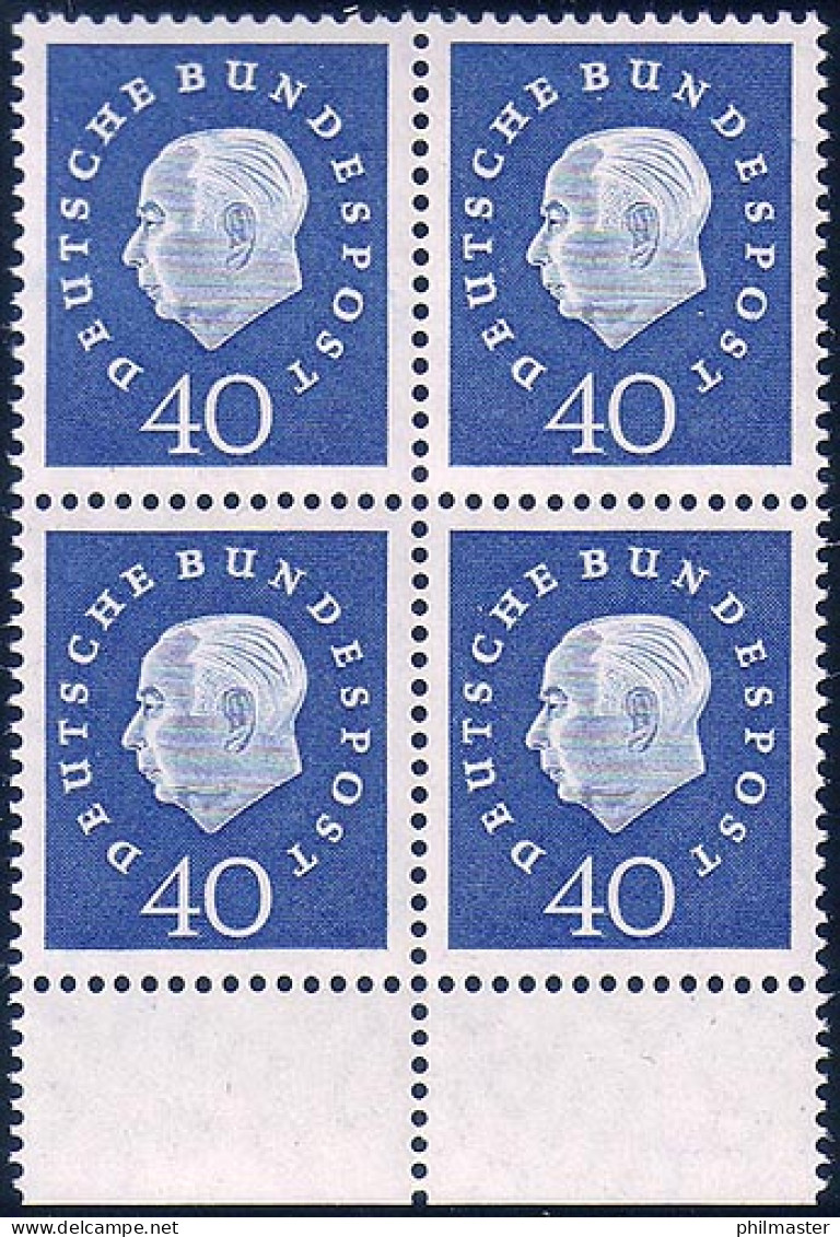 305 Heuss III 40 Pf UR-Viererbl. ** Postfrisch - Unused Stamps