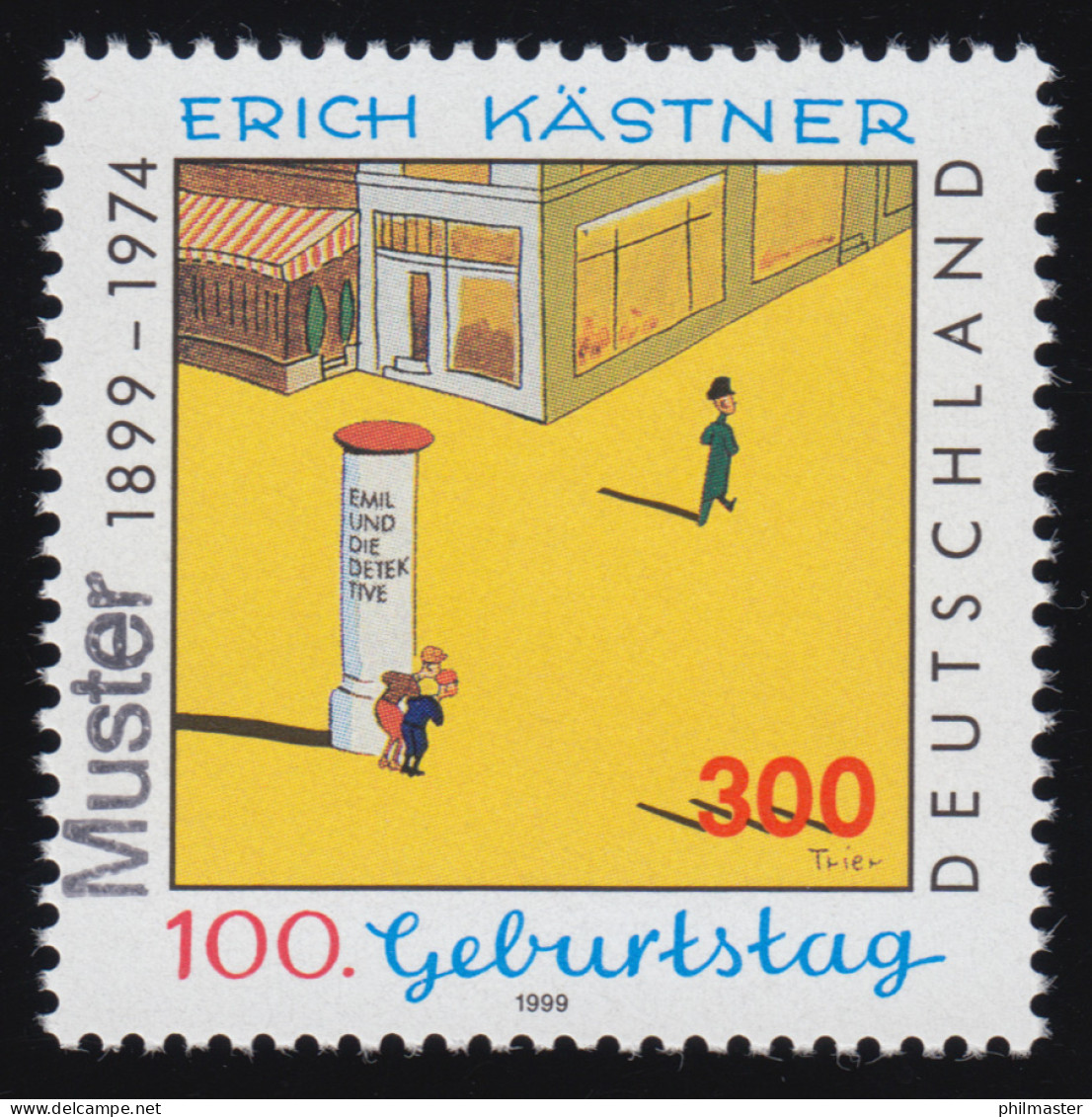 2035 Schriftsteller Erich Kästner, Muster-Aufdruck - Errors & Oddities