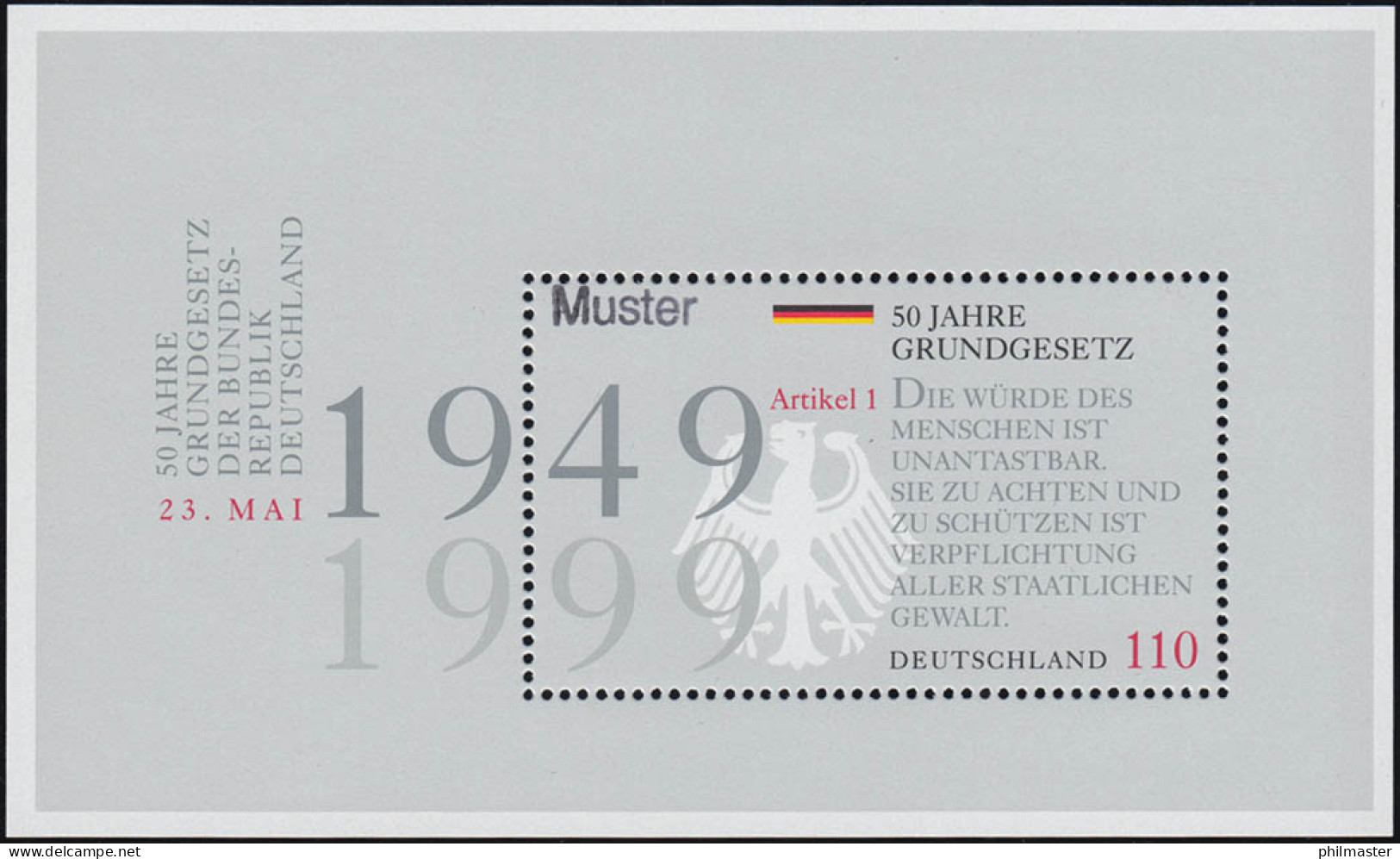 Block 48 Grundgesetz In Deutschland, Muster-Aufdruck - Variétés Et Curiosités