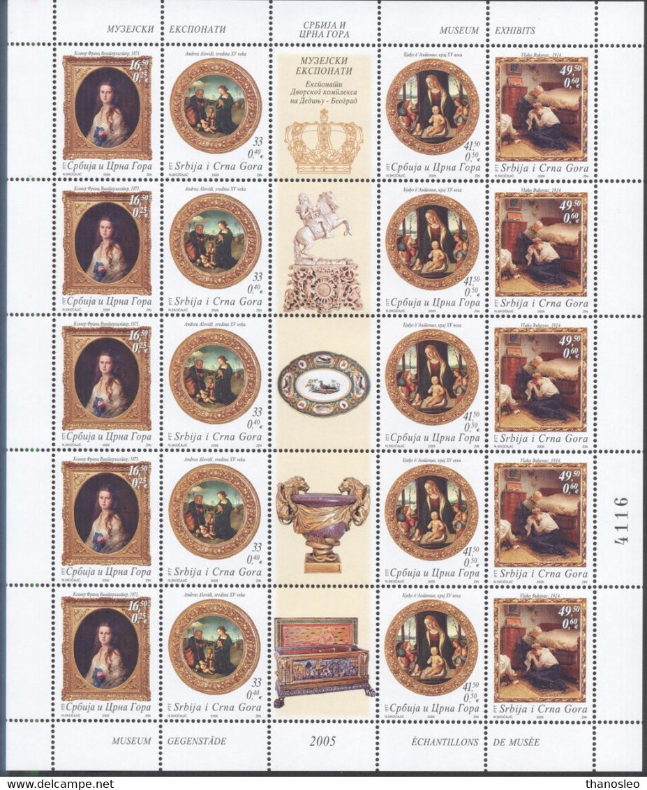 Serbia And Montenegro 2005 Museum Exhibits MNH VF - Serbia