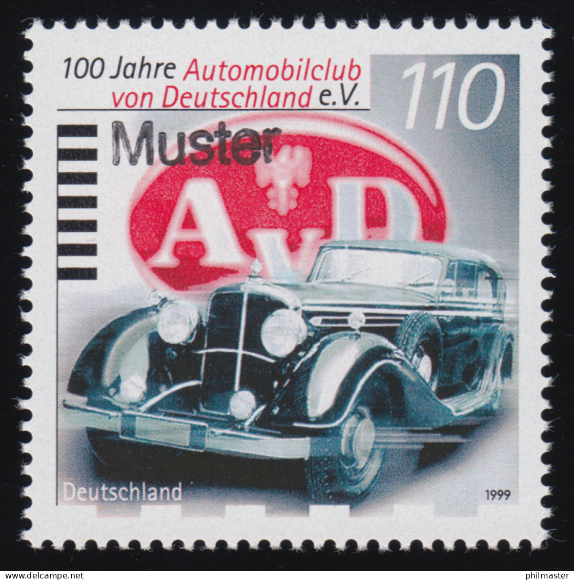 2043 AvD - Automobilclub Von Deutschland, Muster-Aufdruck - Plaatfouten En Curiosa