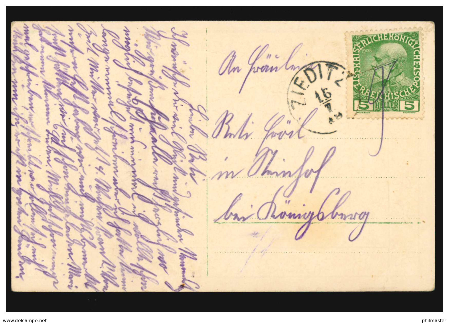 Ansichtskarte Namenstag Veilchengrüsse, ZIEDITZ 16.5.1918 - Other & Unclassified