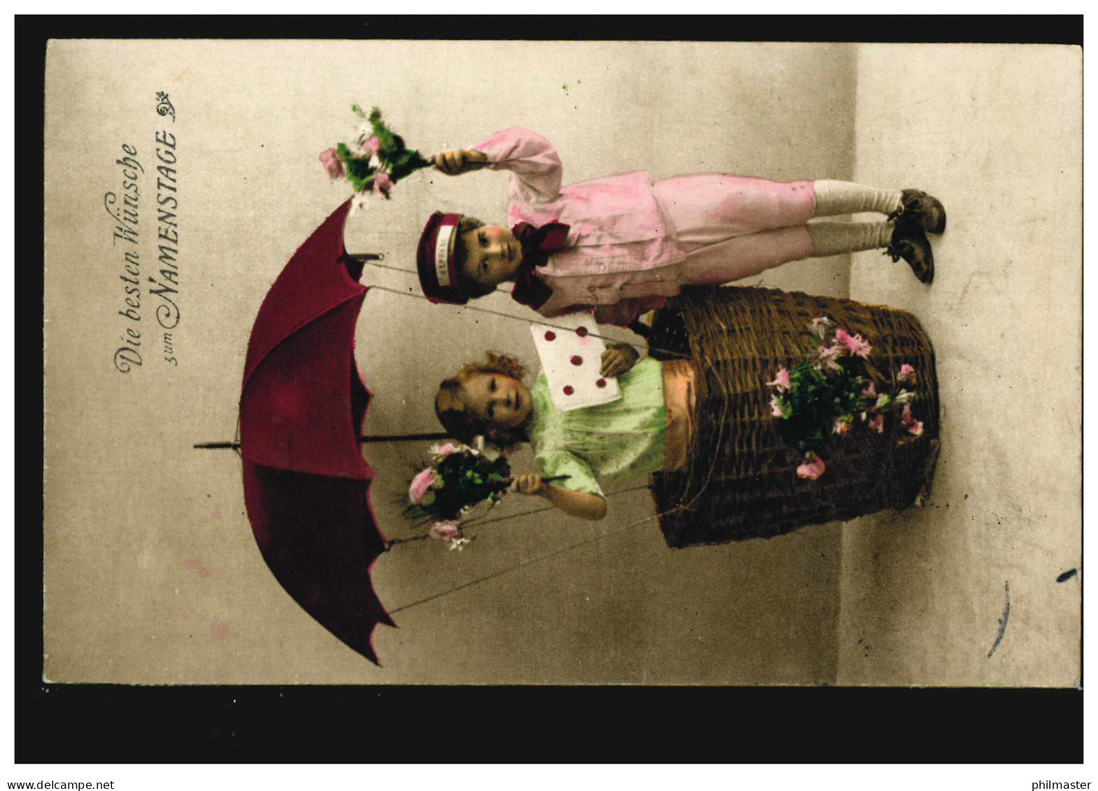 Ansichtskarte Namenstag Selbstgebauter Ballon Mit Regenschirm, MÜNCHEN 1913 - Altri & Non Classificati