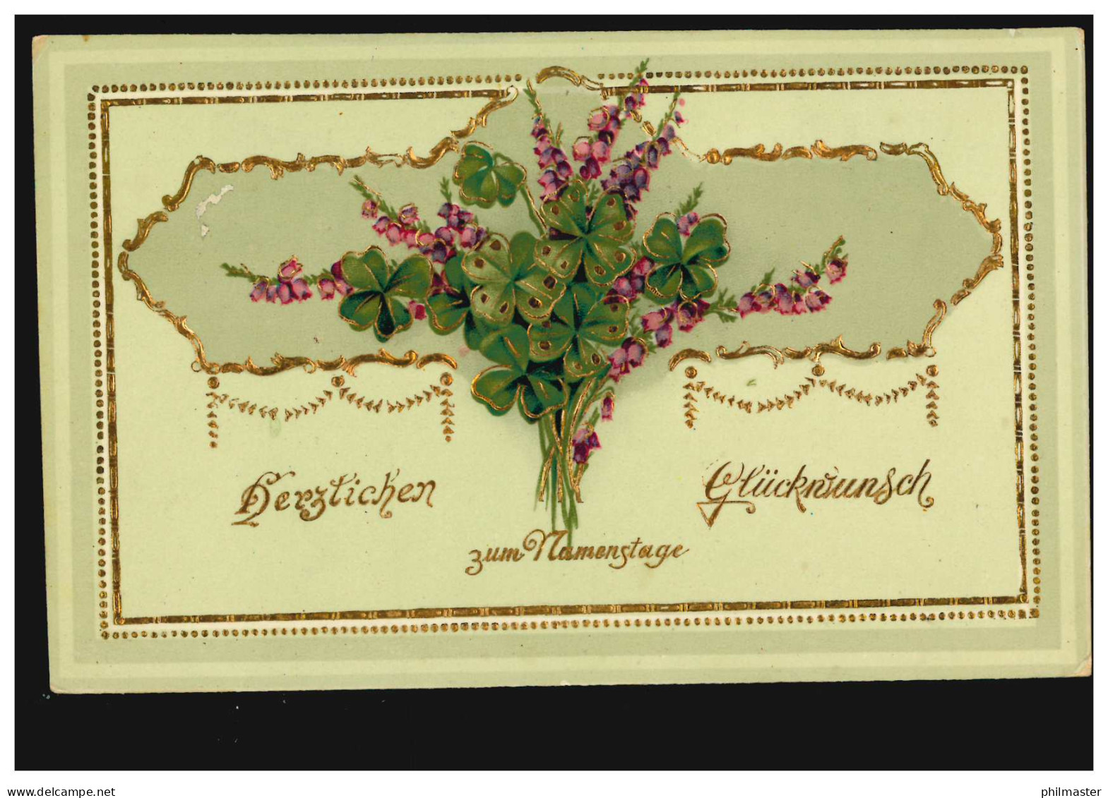 Ansichtskarte Namenstag Glockenblumen Mit Glücksklee, REGENSBURG 2.12.1912 - Other & Unclassified