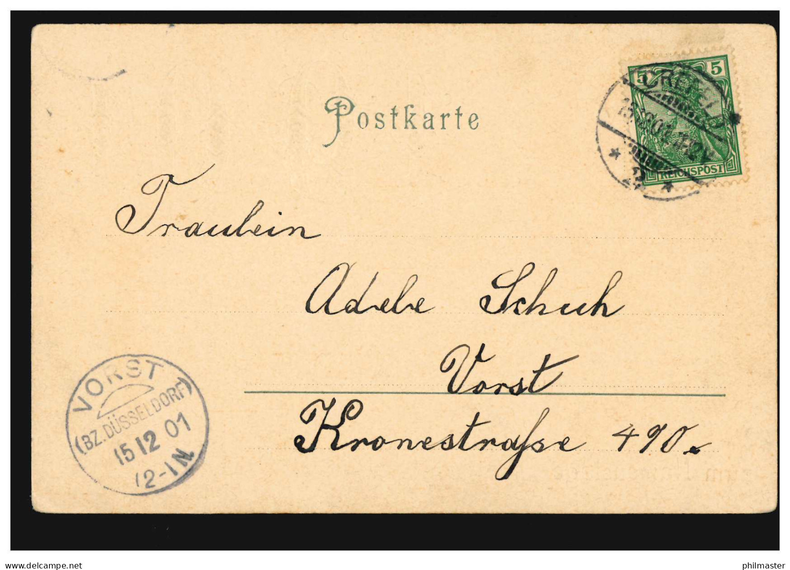 Ansichtskarte Namenstag Glückwünsche Für 1901, CREFELD 15.12.1901 Nach VORST - Other & Unclassified