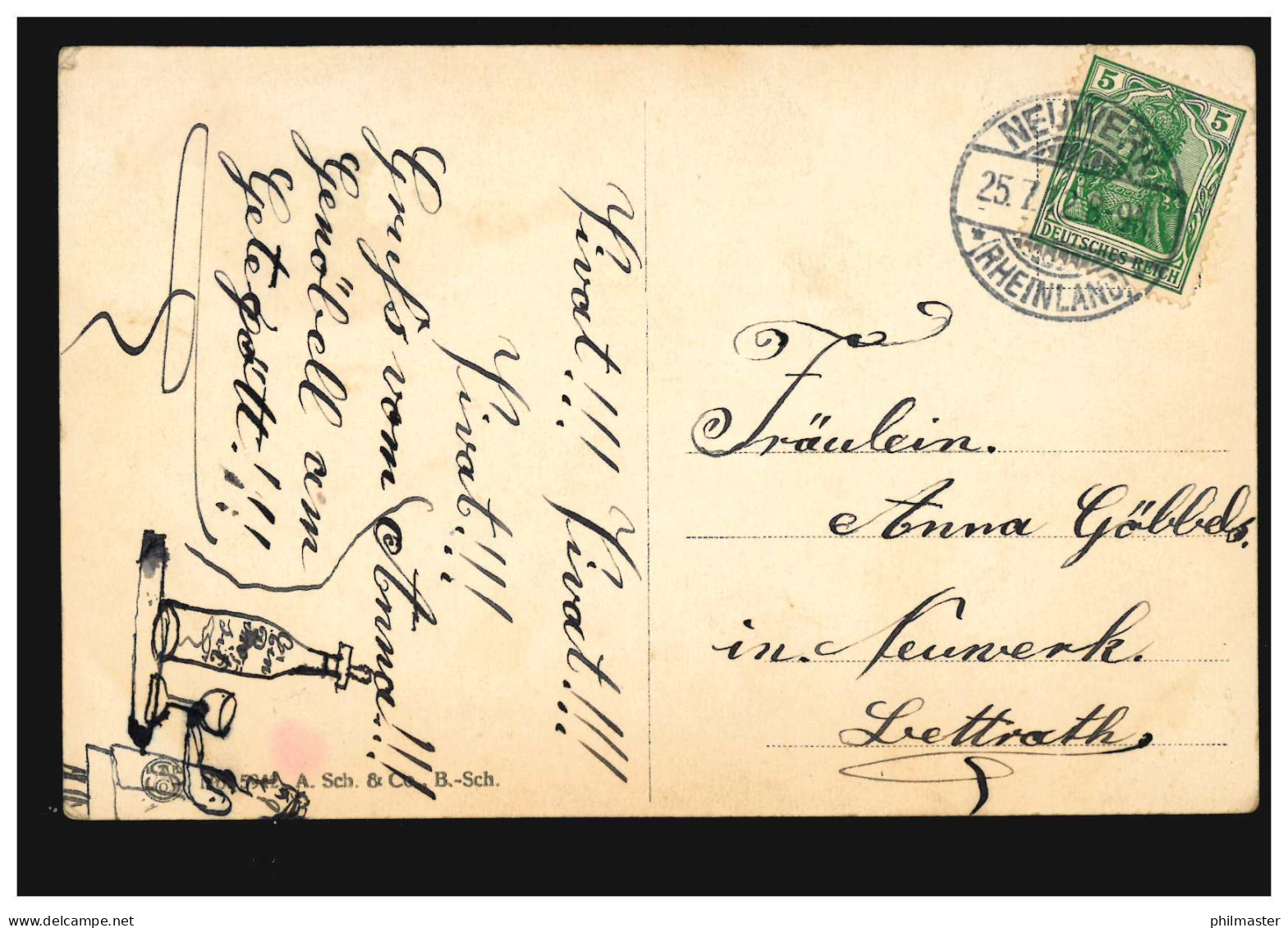 Ansichtskarte Namenstag Der Rosenverkäufer, NEUWERK (RHEINLAND) 25.7.1912 - Other & Unclassified
