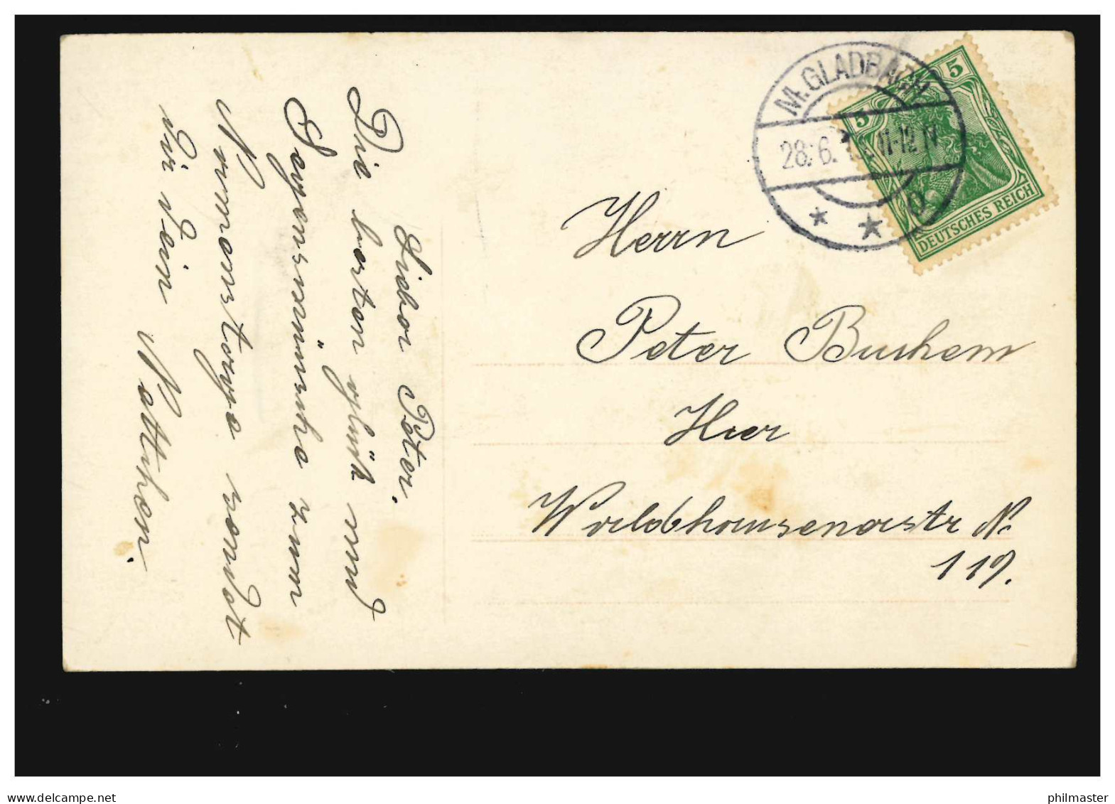 Ansichtskarte Namenstag Frau Mit Blumenkorb, Coloriert. M.GLADBACH 28.6.1913 - Sonstige & Ohne Zuordnung