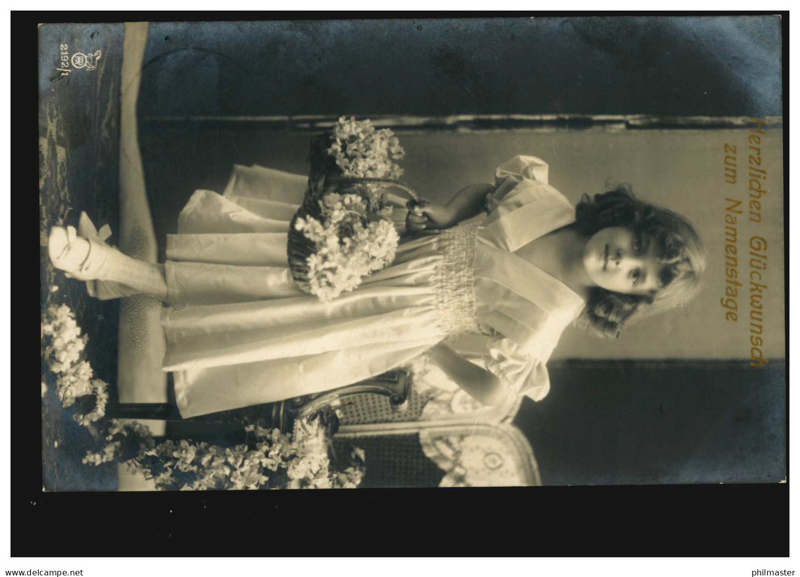 Foto-Ansichtskarte Namenstag Mädchen Im Weißen Kleid, BERNCASTEL-CUES 24.11.1908 - Other & Unclassified
