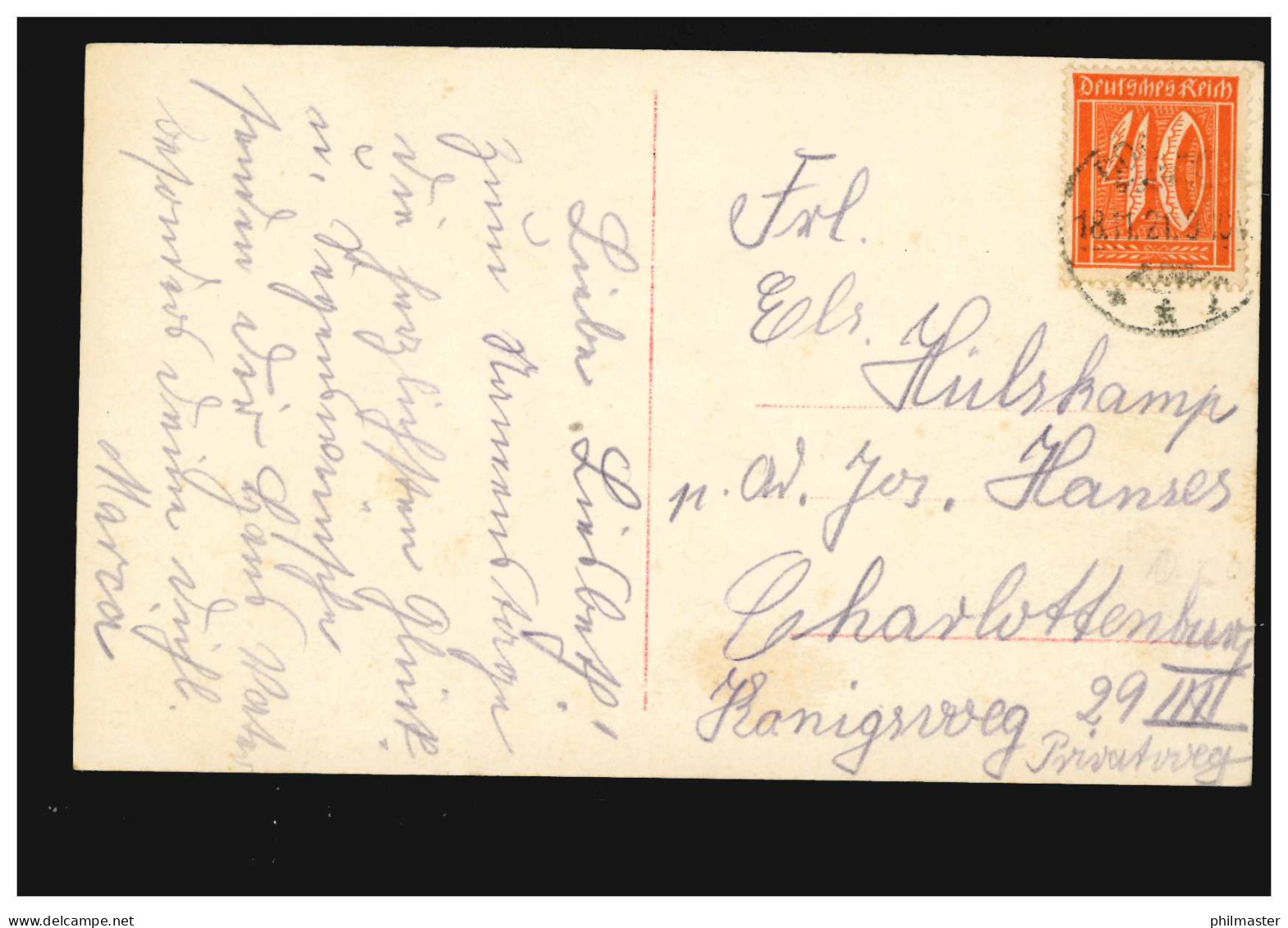 Ansichtskarte Namenstag Mädchen Im Rosa Kleid Mit Hut, 18.11.1921 - Sonstige & Ohne Zuordnung