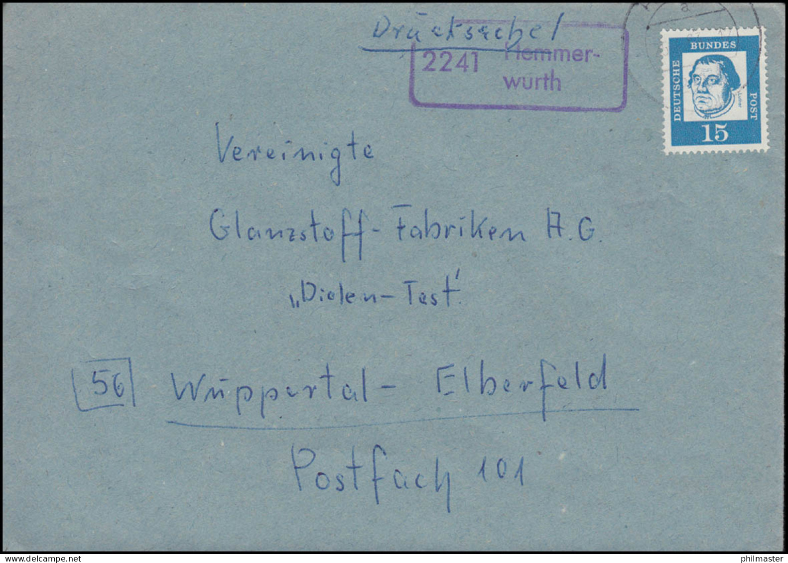 Landpost-Stempel 2241 Hemmerwurth Auf Briefdrucksache HEIDE 1963 - Andere & Zonder Classificatie