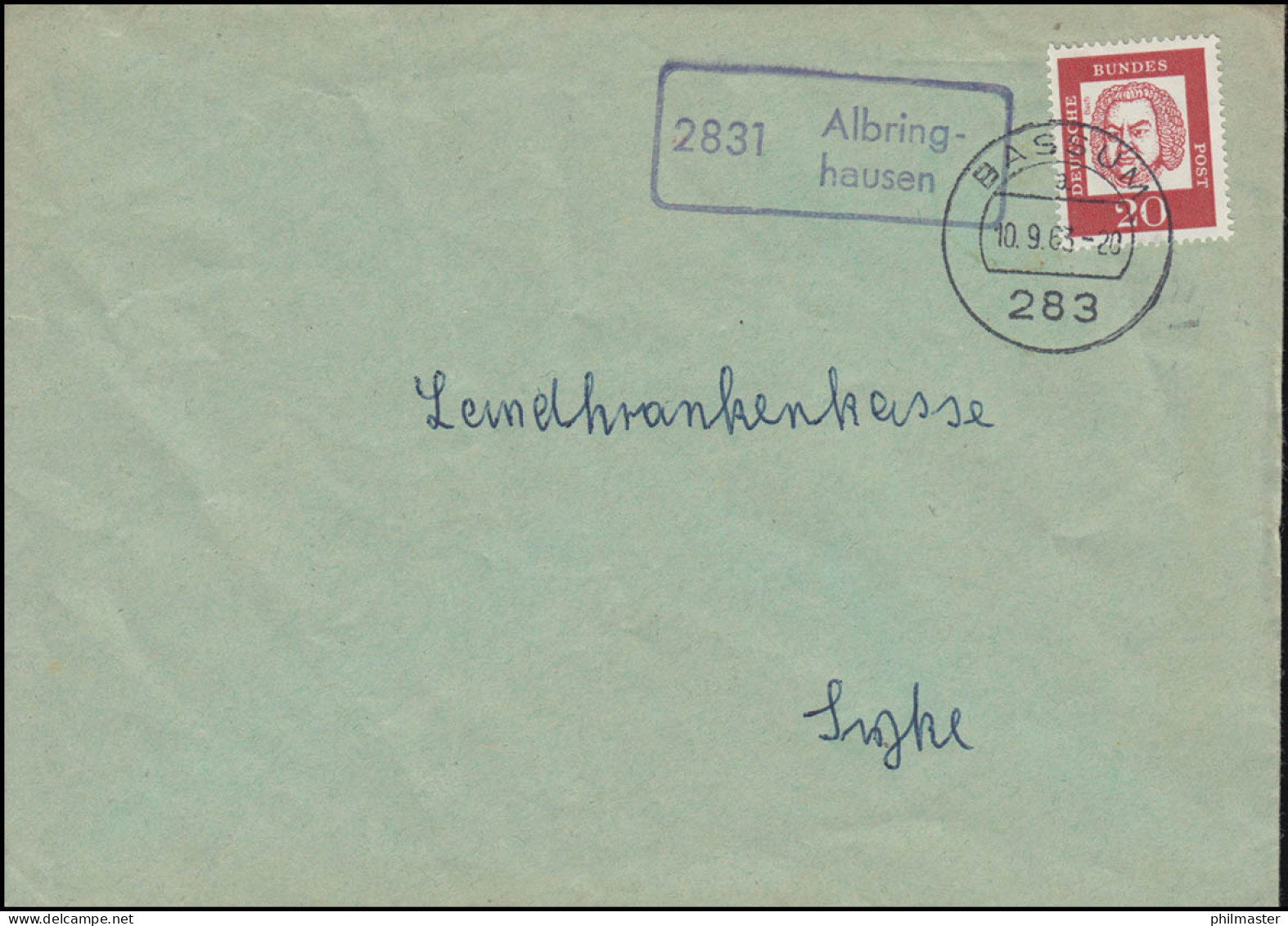 Landpost-Stempel 2831 Albringhausen Auf Brief BASSUM 10.9.1963 - Andere & Zonder Classificatie
