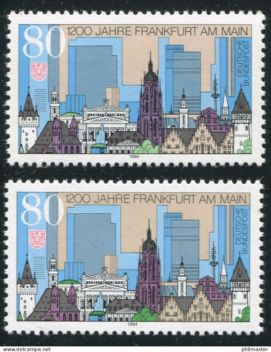 1721 Frankfurt: Farbvariante Hellgrün Statt Grün, Mit Vergleichsstück, Beide ** - Plaatfouten En Curiosa