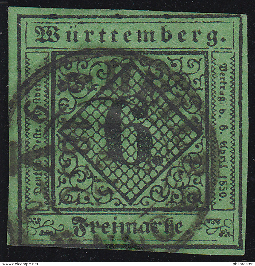 Württemberg 3b Ziffer 6 Kreuzer, Gestempelt HEILBRONN 1856 - Usados