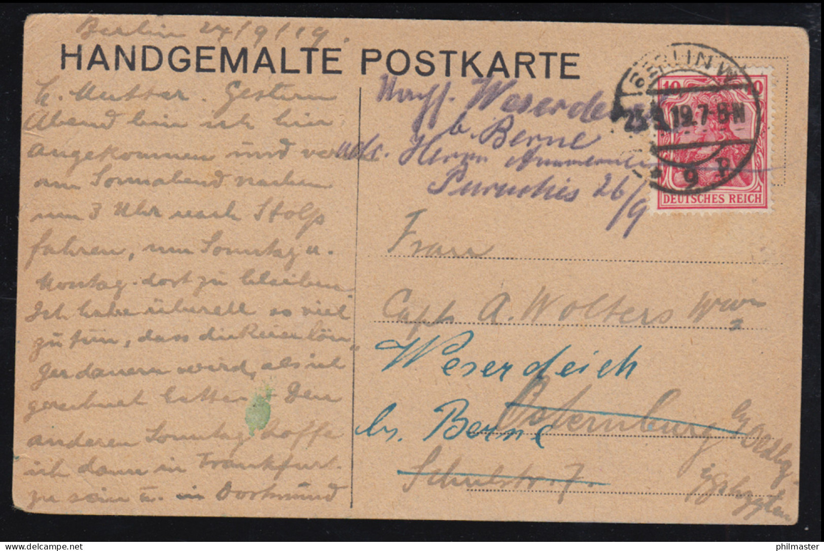 Künstler-AK Strand-Idylle Mit Haus, Brücke - HANDGEMALT, BERLIN 25.9.1919 - Ohne Zuordnung