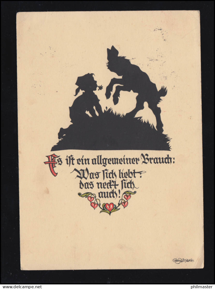 Scherenschnitt-AK Georg Plischke: Ziegenbock Und Junge,  ALM Bei SAALFELDEN 1939 - Silhouette - Scissor-type