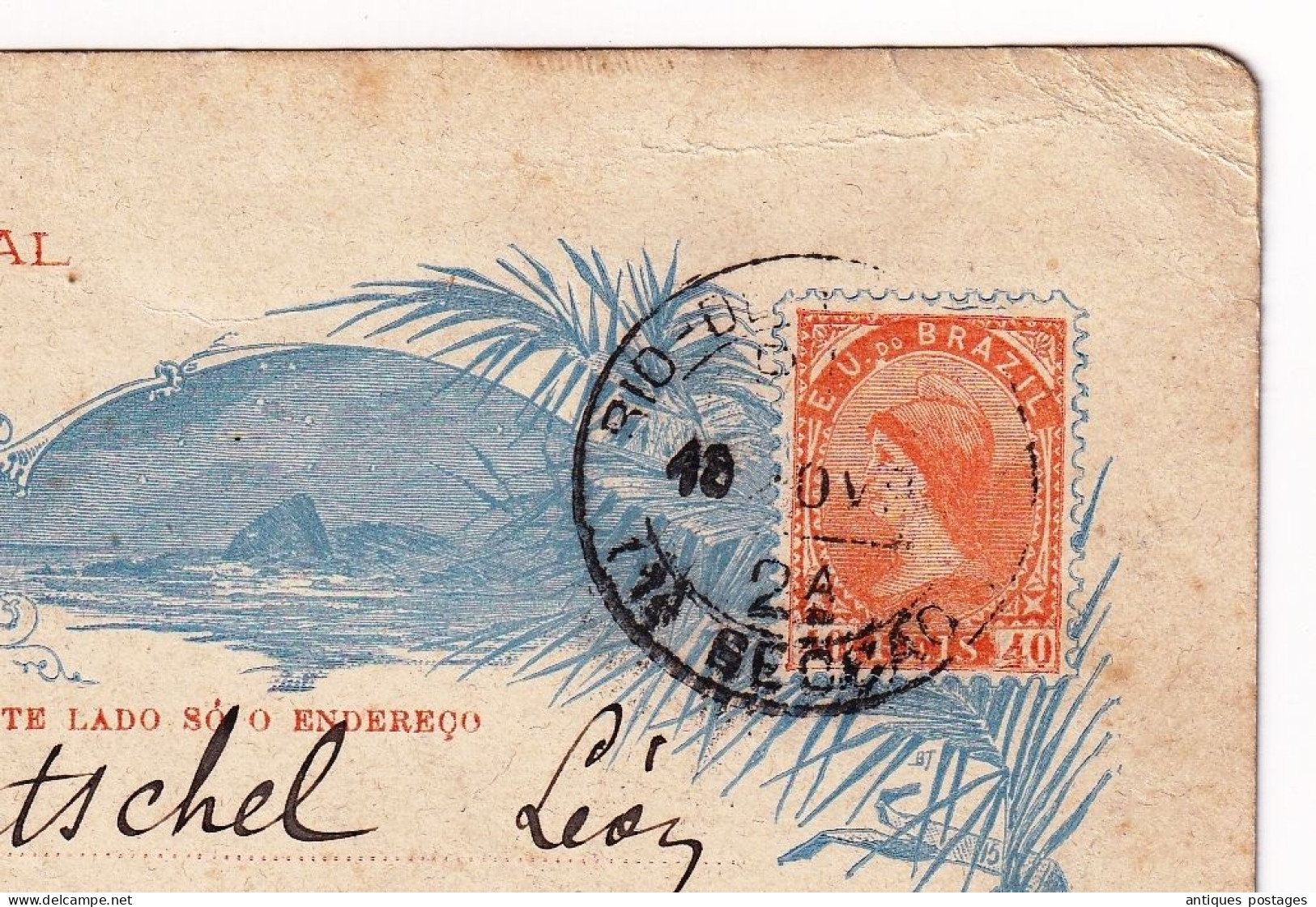 Bilhete Postal 1893 Rio De Janeiro Carte Postale Brésil Brazil Brasil Consulat De France Léon Goetschel - Cartas & Documentos