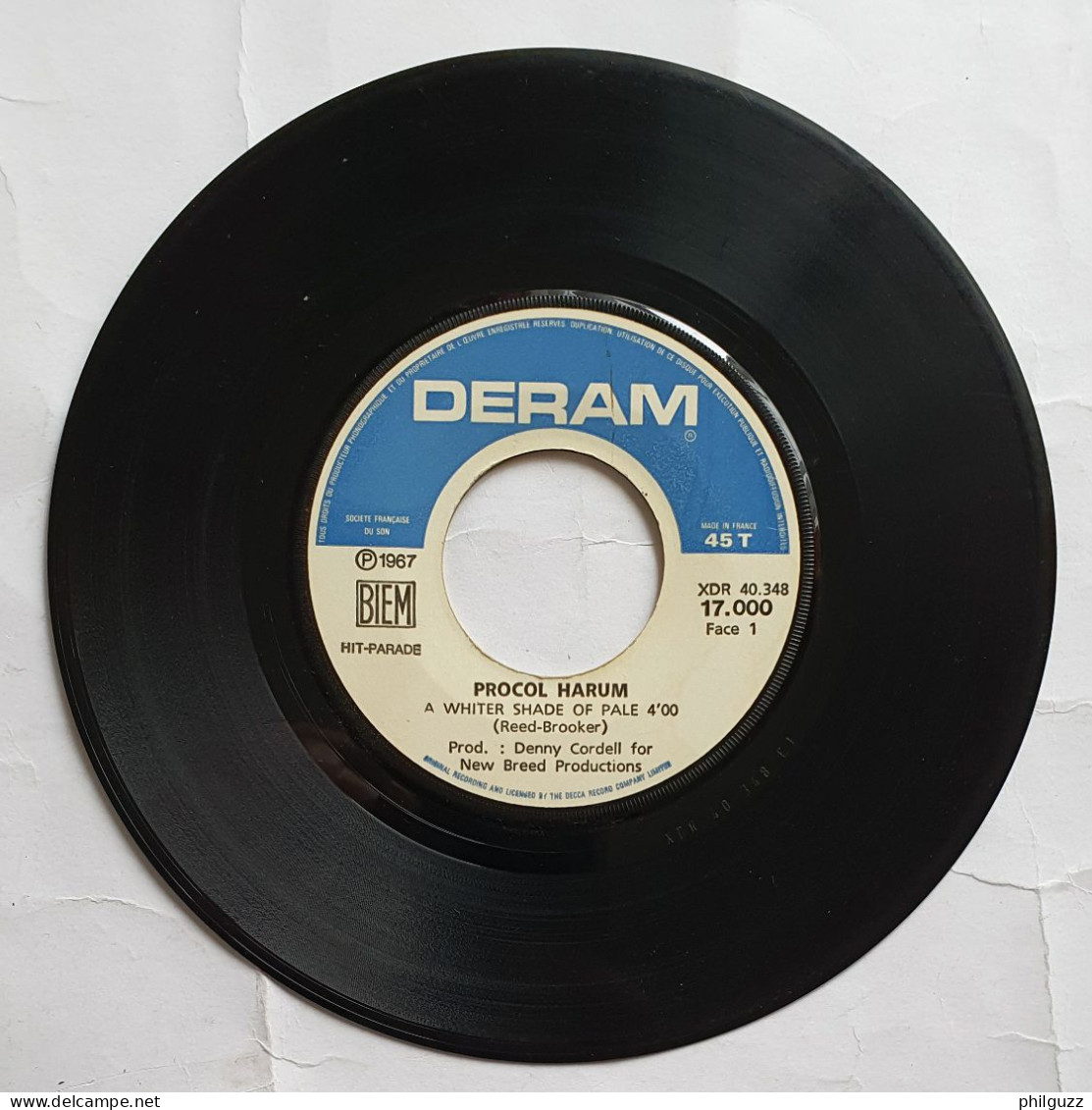 DISQUE 45 T PROCOL HARUM - A WHITER SHADE OF PALE 1967 - Rock