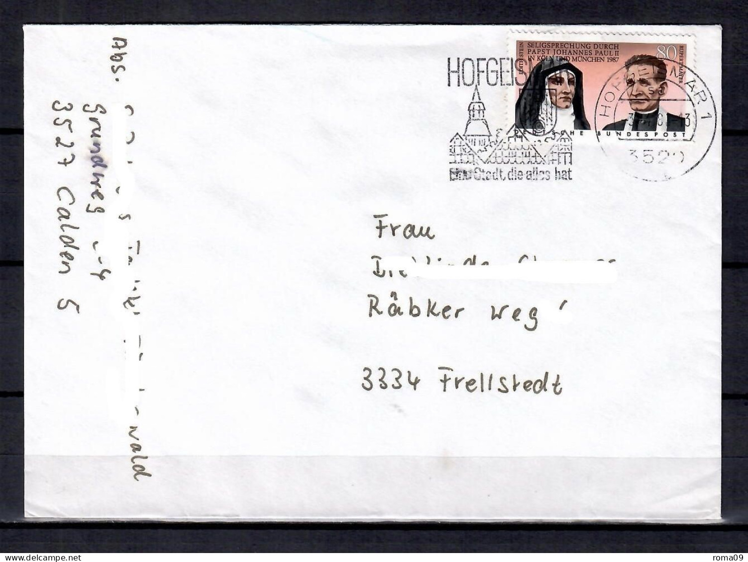 MiNr. 1352; Seligsprechung Von Edith Stein Und Pater Mayer, Auf Portoger. Brief Von Hofgeismar Nach Frellstedt; B-1325 - Storia Postale