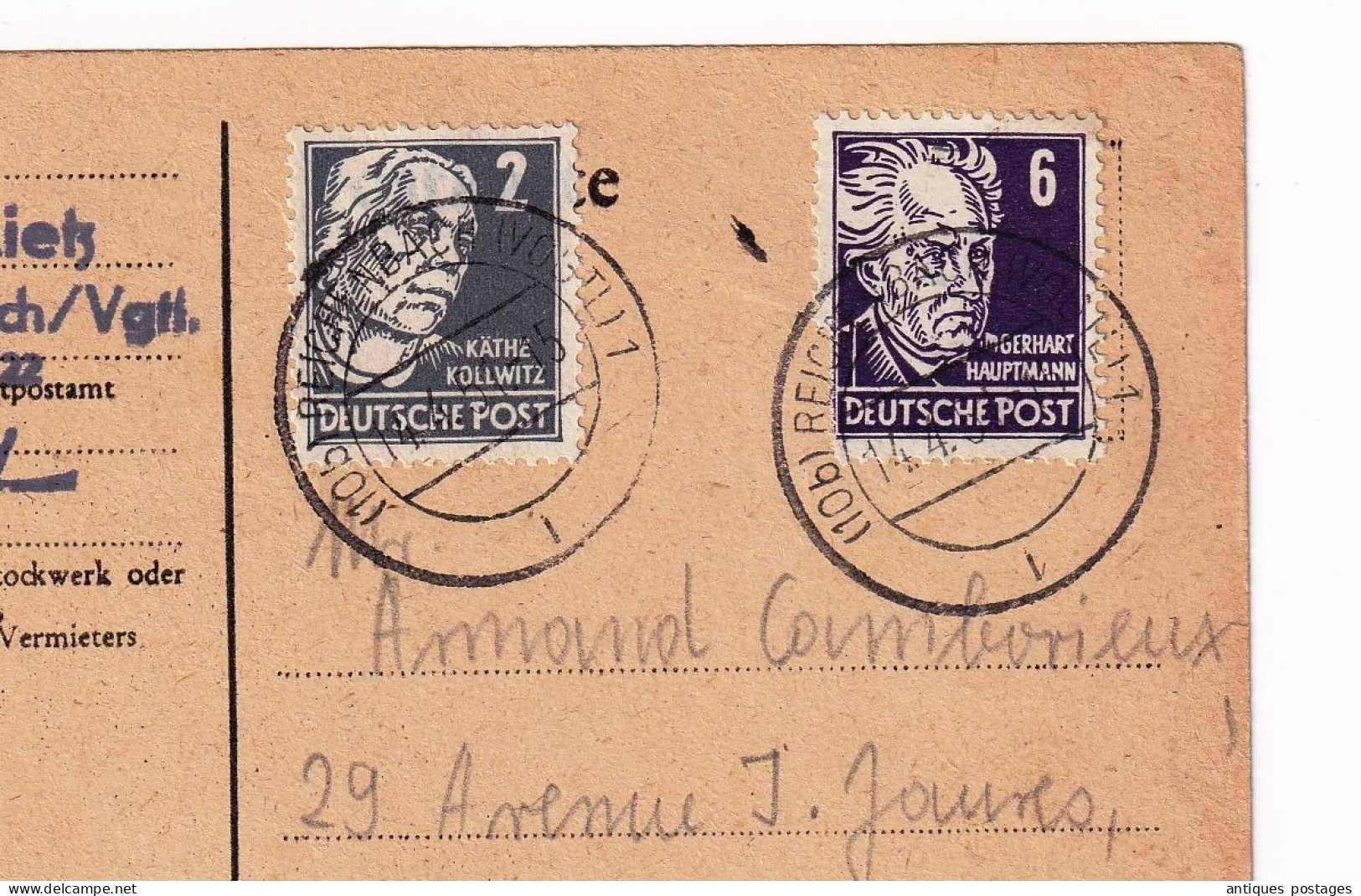 DDR Deutschland 1951 Reichenbach Vogtland Sétif Algerie Kathe Kollwitz Gerhart Hauptmann Drucksache - Storia Postale