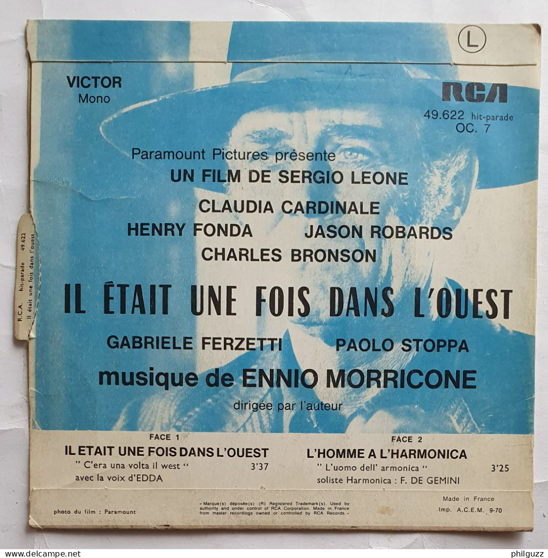 DISQUE VINYLE 45 Tours BO Il était Une Fois Dans L'ouest (1969) Ennio Morricone - Música De Peliculas