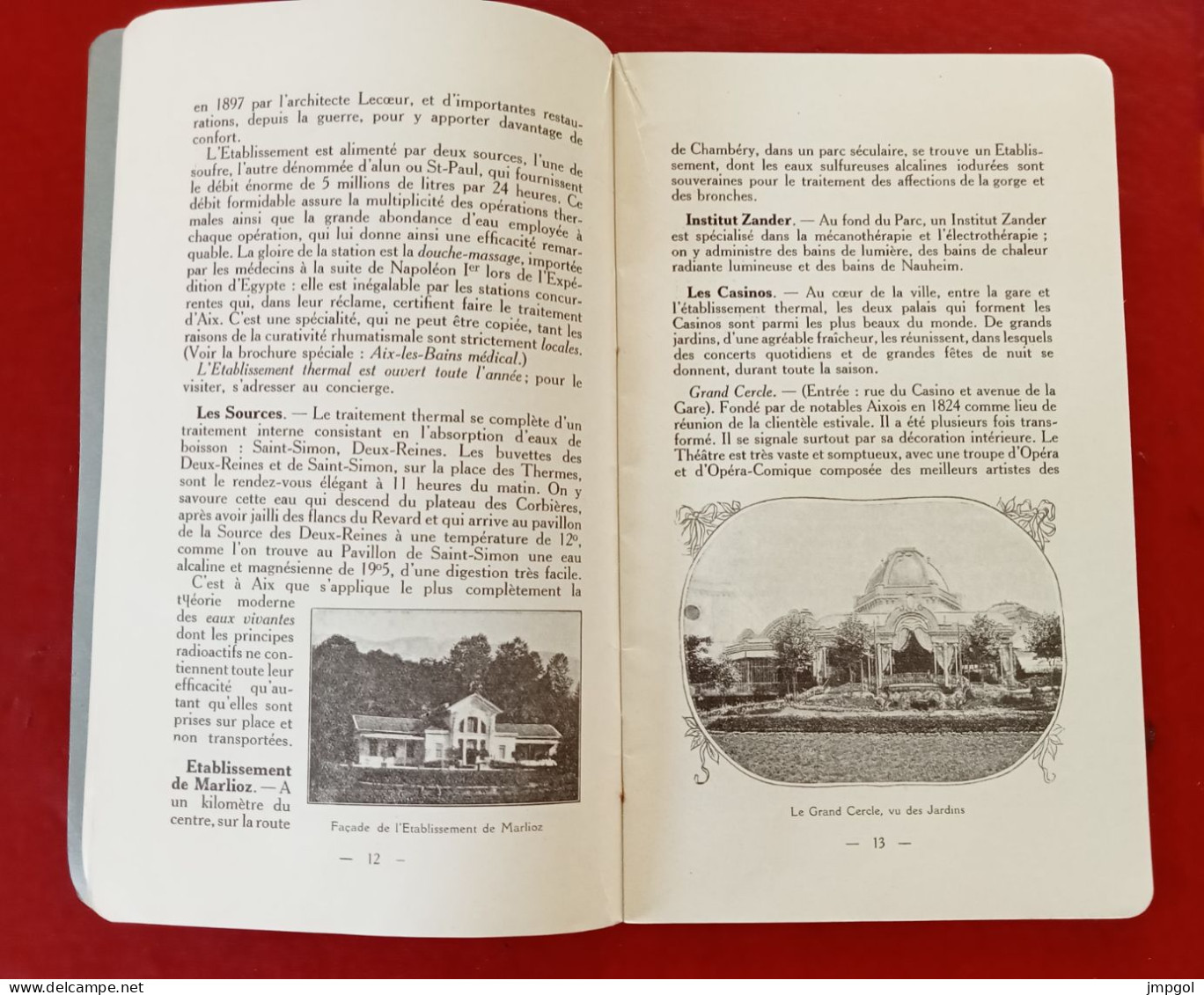 Guide 1925 Aix Les Bains Etablissement Thermal Casinos Sources Excursions Lac Bourget Mont Revard Les Bauges... - Toeristische Brochures