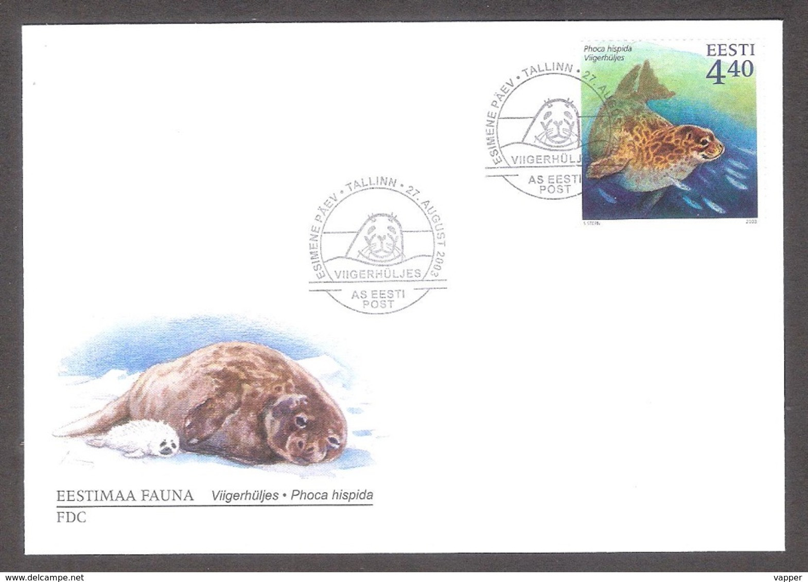 Fauna - The Ringed Seal Estonia 2003 Stamp FDC  Mi 468 - Andere & Zonder Classificatie