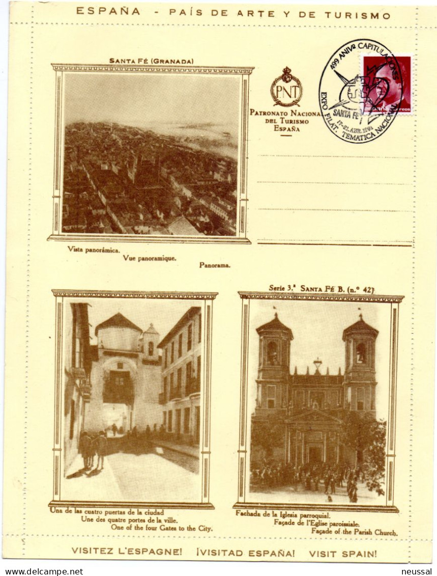 Tarjeta Con Matasellos Commemorativo De Capitulaciones 1991 - Lettres & Documents