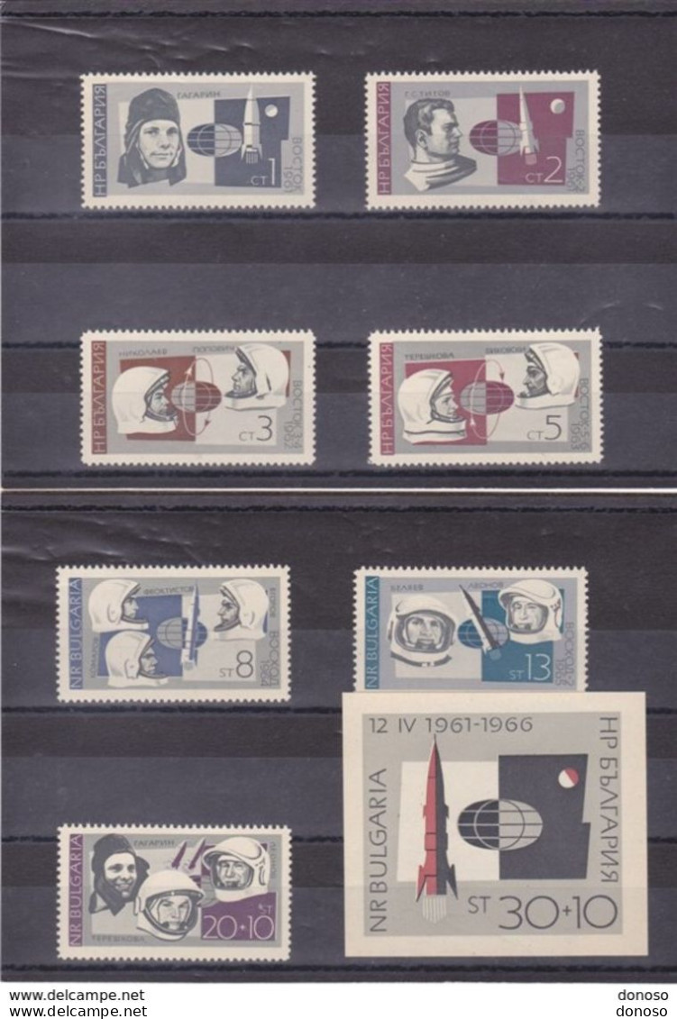 BULGARIE 1966 Espace, Gagarine, Terechkova, Vostok, Voskhod Yvert 1439-1445 + BF 19 NEUF** MNH Cote 10 Euros - Neufs